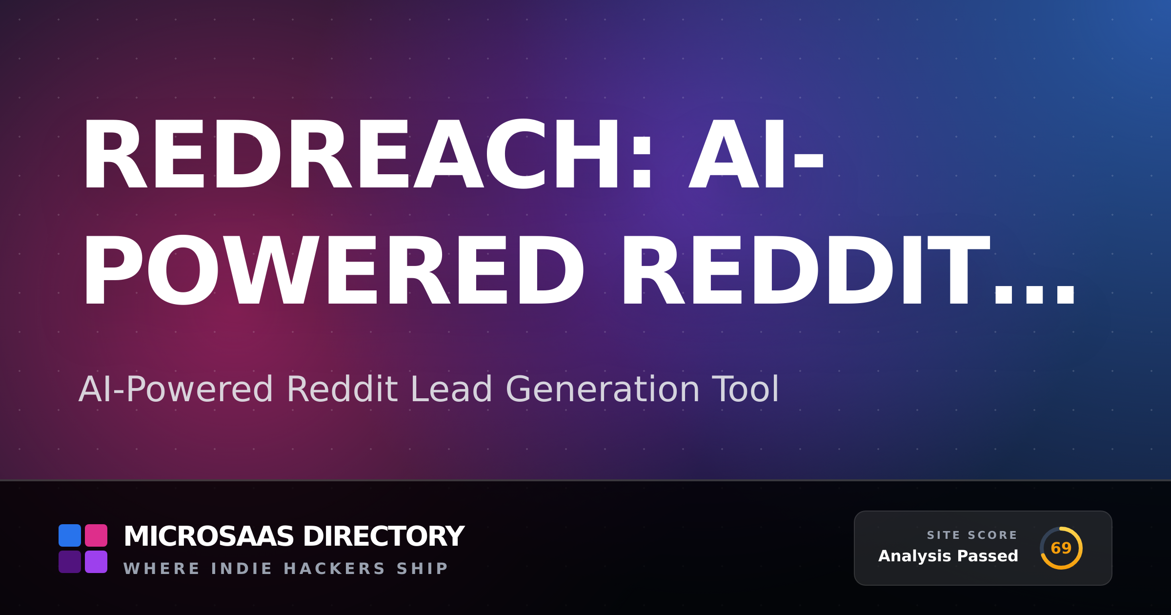 Redreach: AI-Powered Reddit Lead Ge... | MicroSaaS Directory