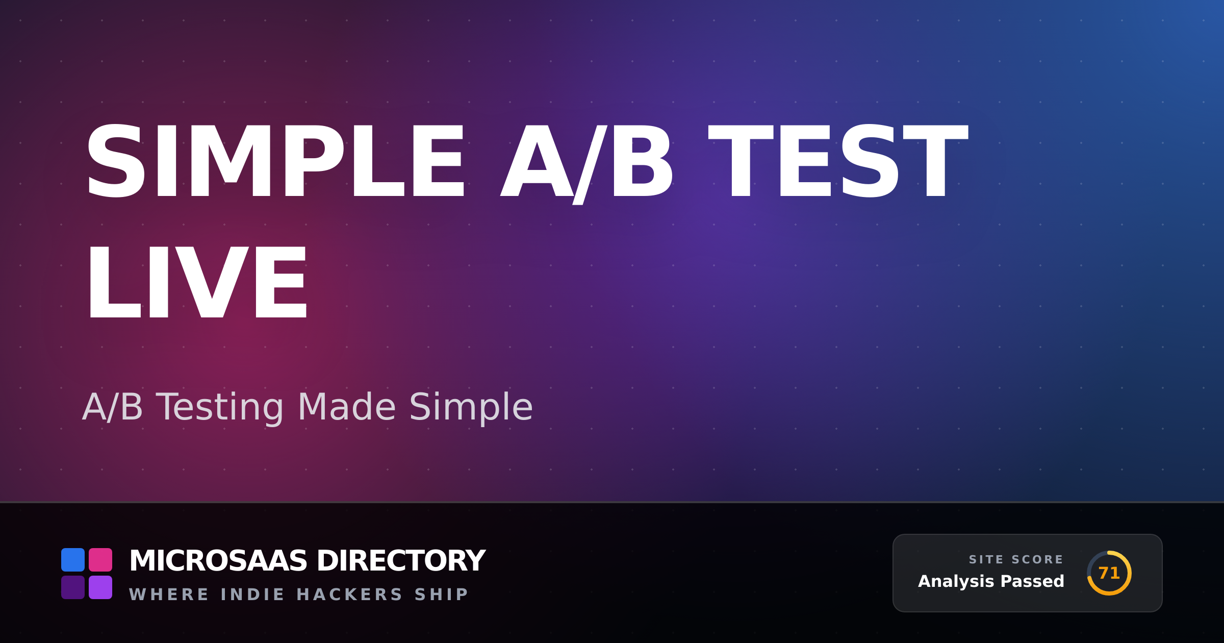 Simple A/B Test Live | MicroSaaS Directory