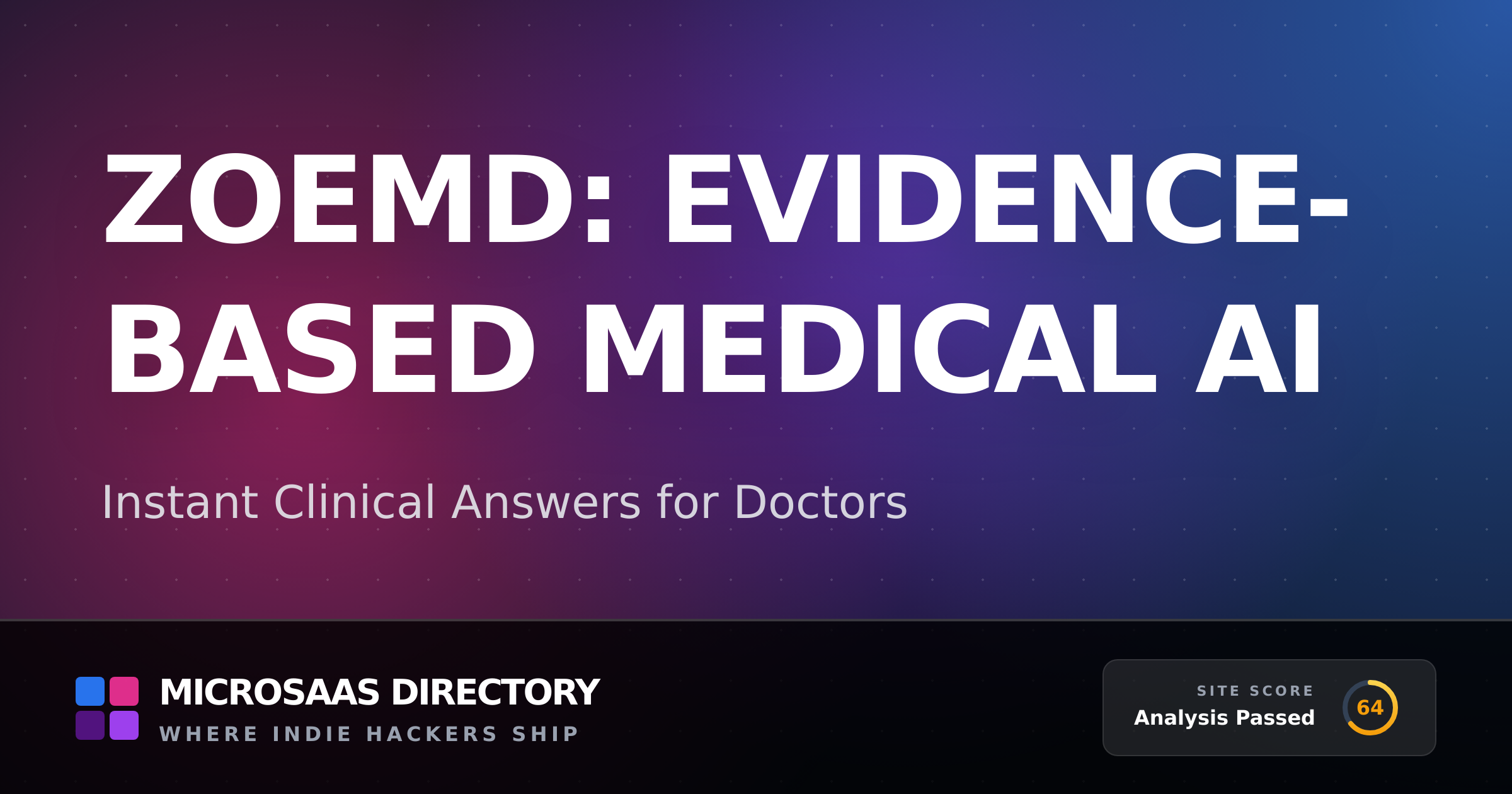 ZoeMD: Evidence-Based Medical AI | MicroSaaS Directory