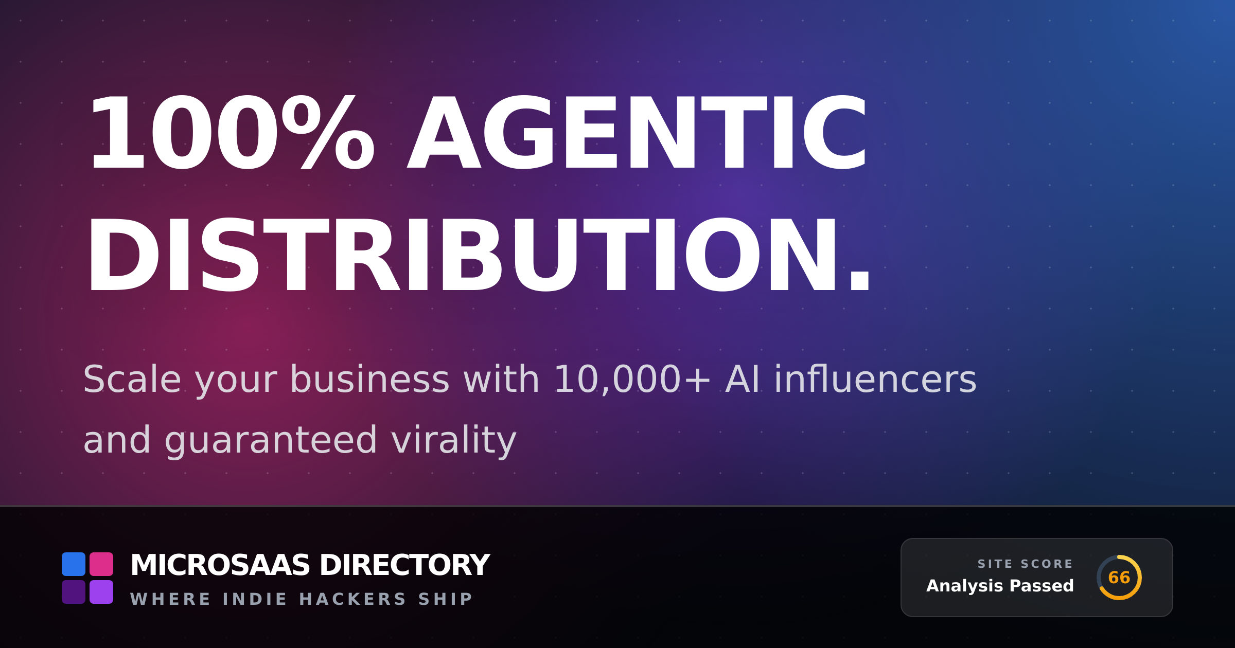 100% Agentic Distribution. | MicroSaaS Directory
