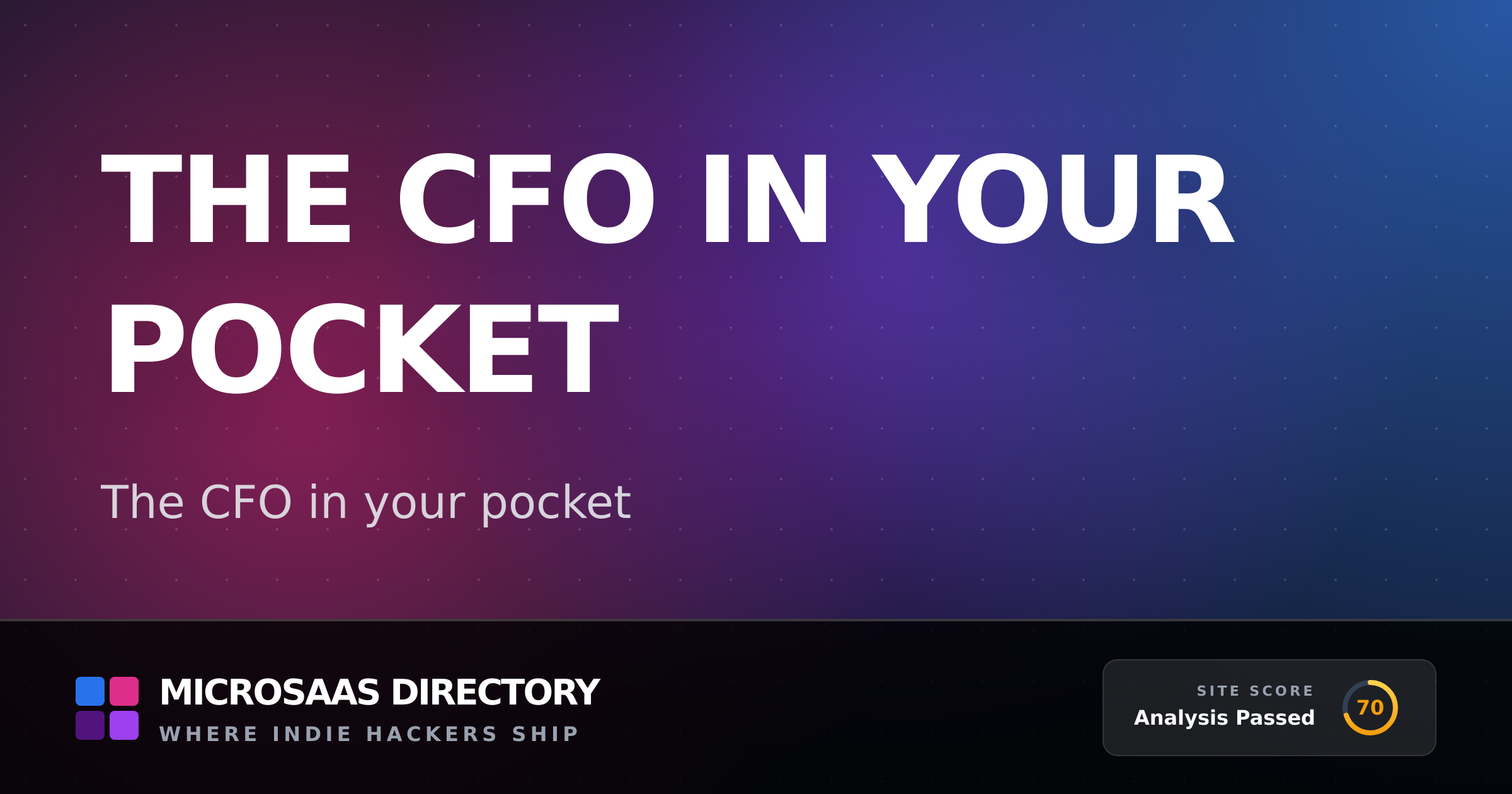 The CFO in your pocket | MicroSaaS Directory