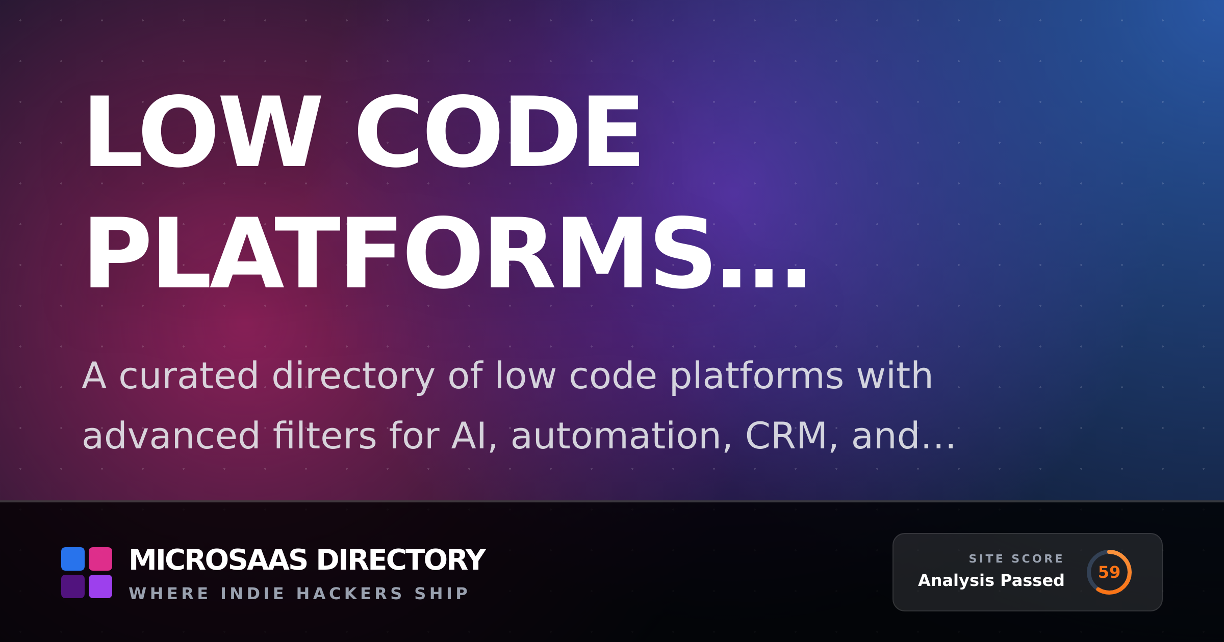 Low Code Platforms Directory | MicroSaaS Directory