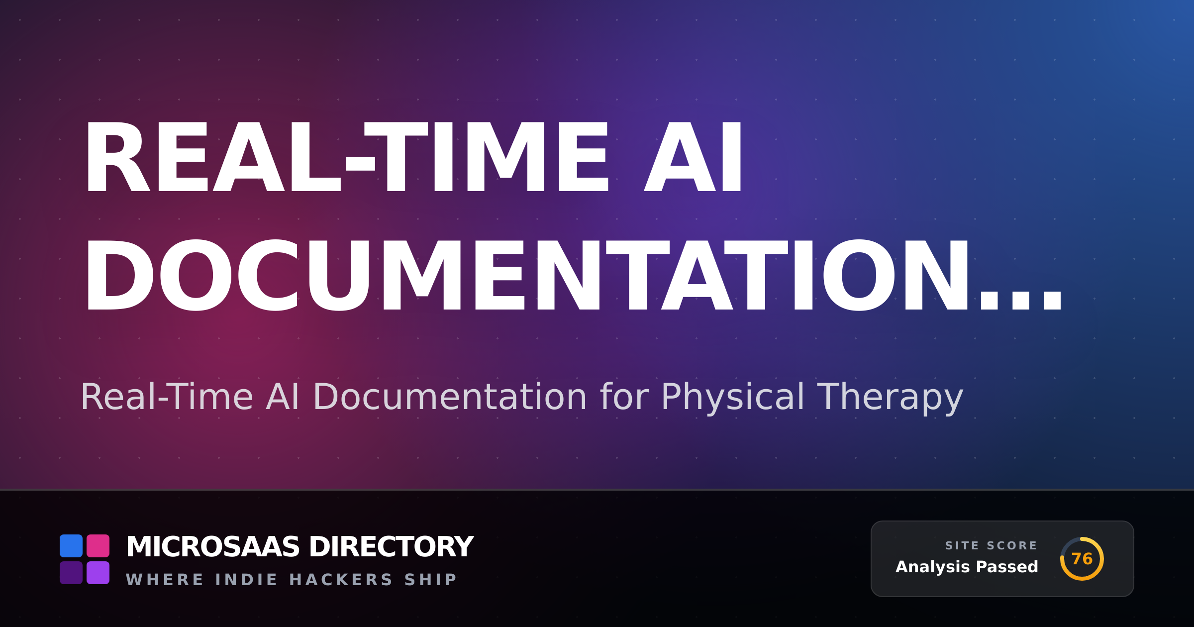 Real-Time AI Documentation for Phys... | MicroSaaS Directory