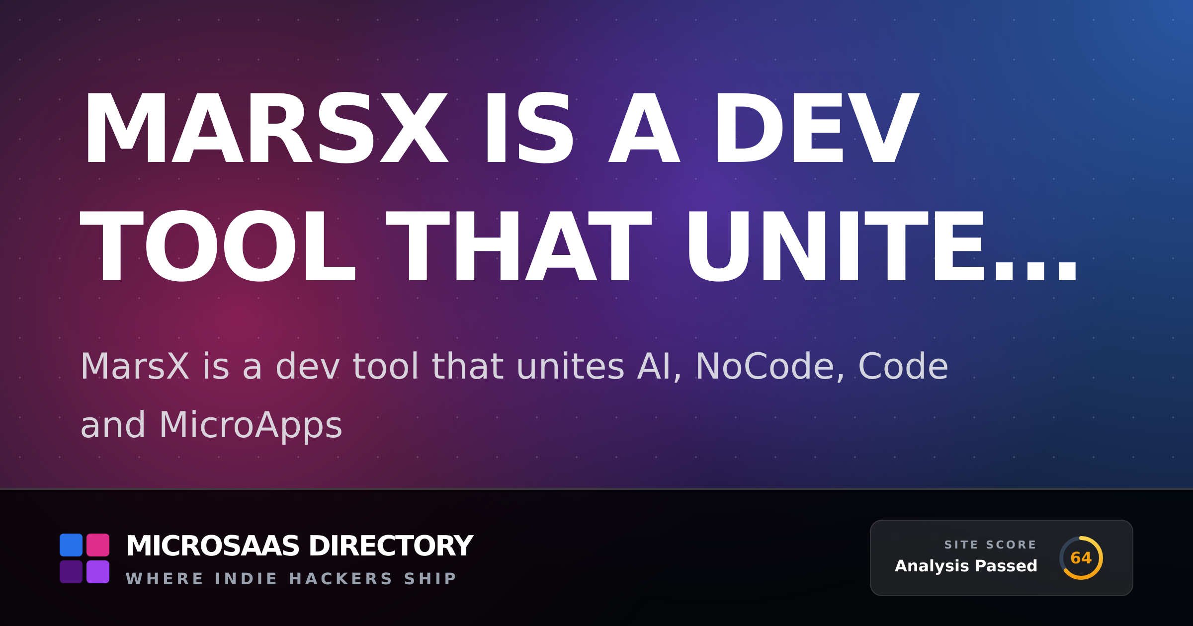 MarsX is a dev tool that unites AI,... | MicroSaaS Directory