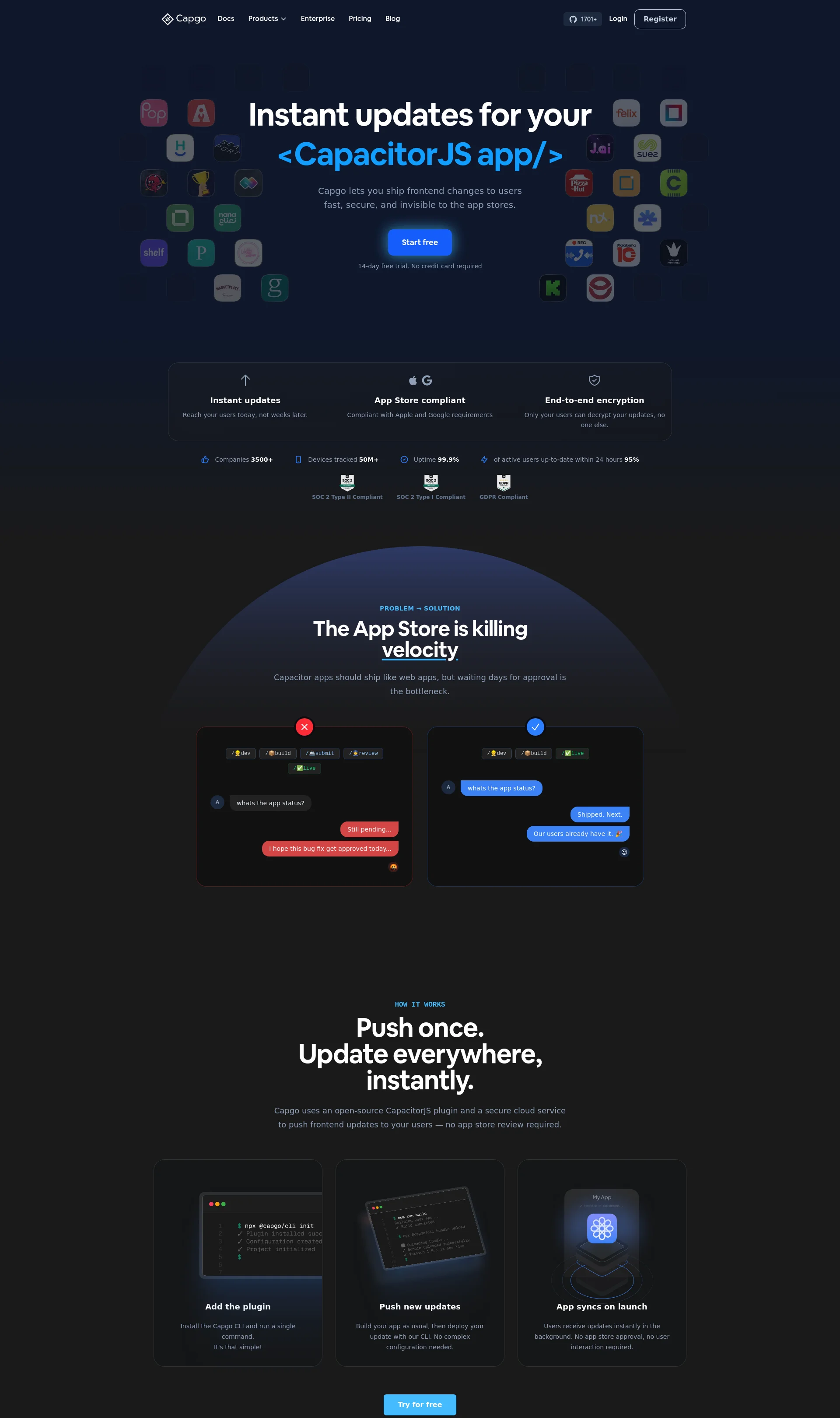 Instant updates for CapacitorJS Apps