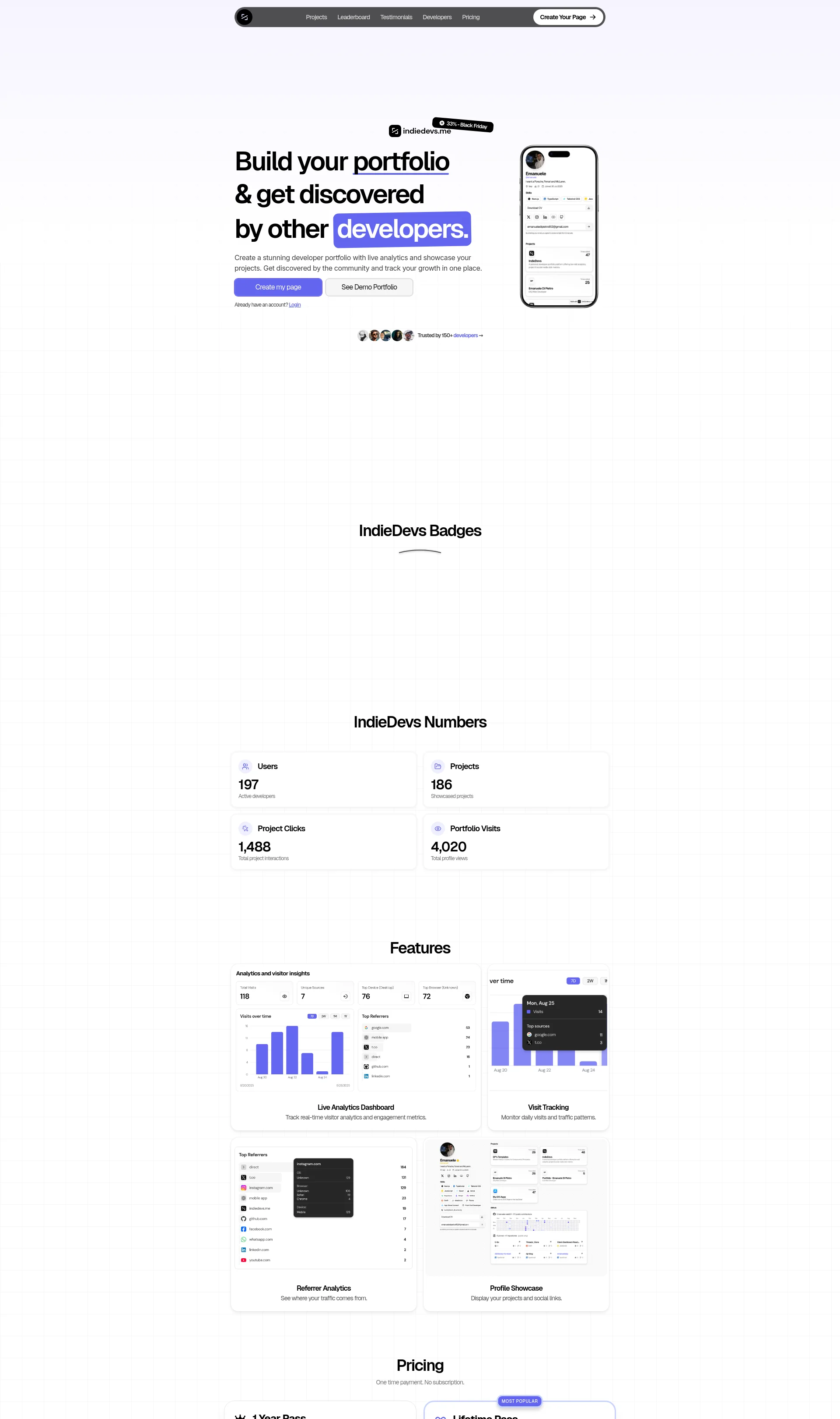 Developer Portfolio & Link in Bio with Analytics