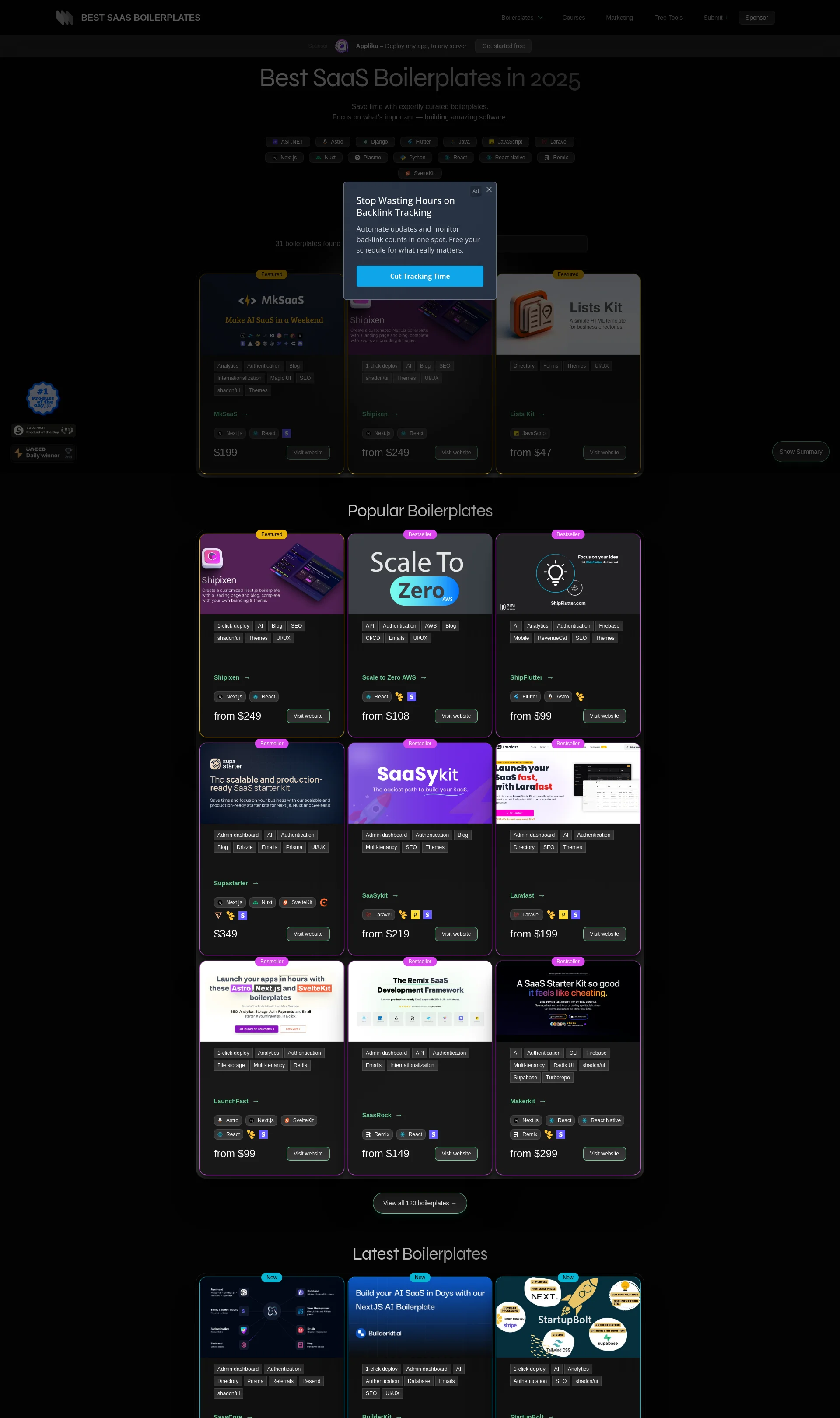 Save time with expertly curated SaaS boilerplates and focus on building amazing software