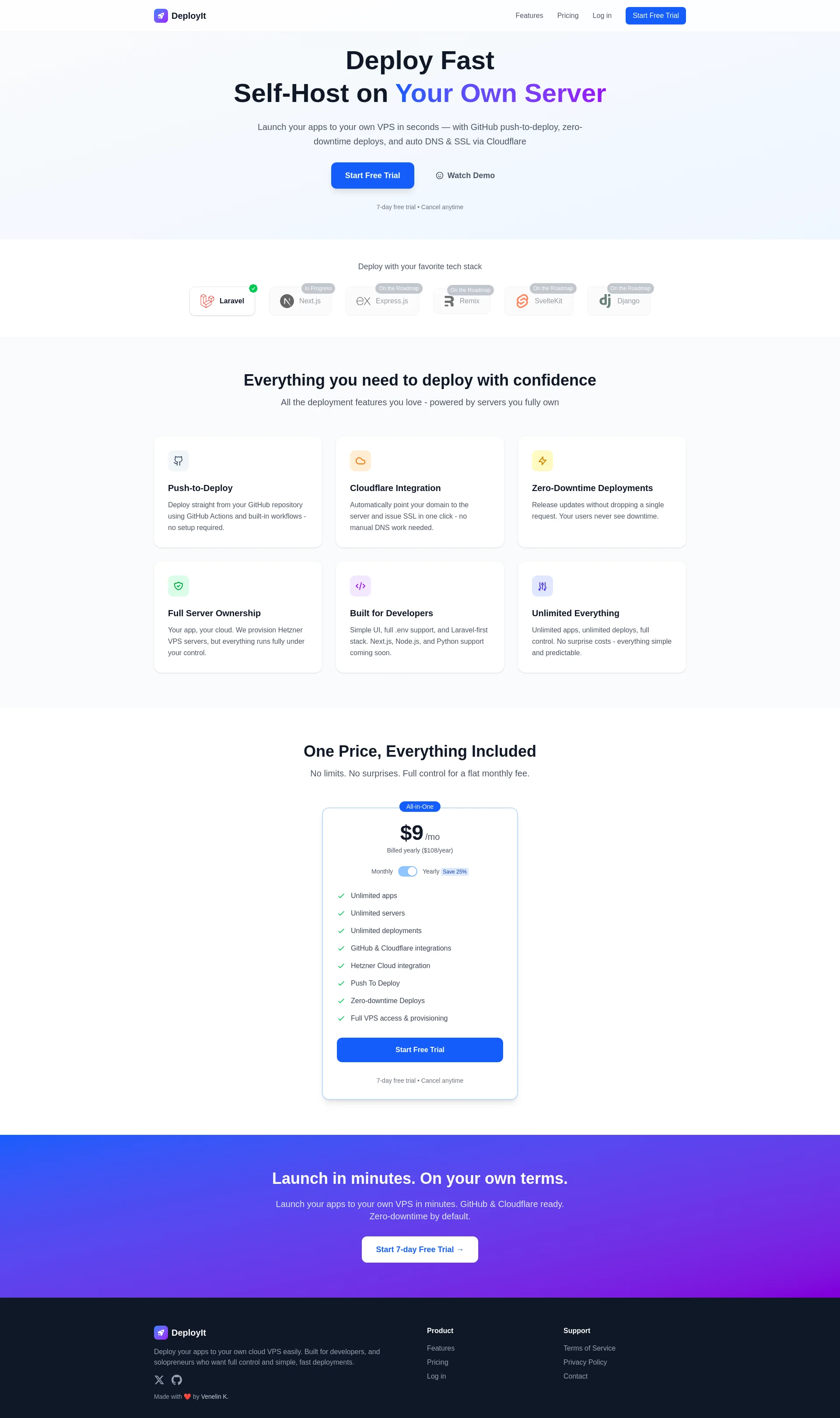 Deploy your apps to your own VPS fast and with zero-downtime