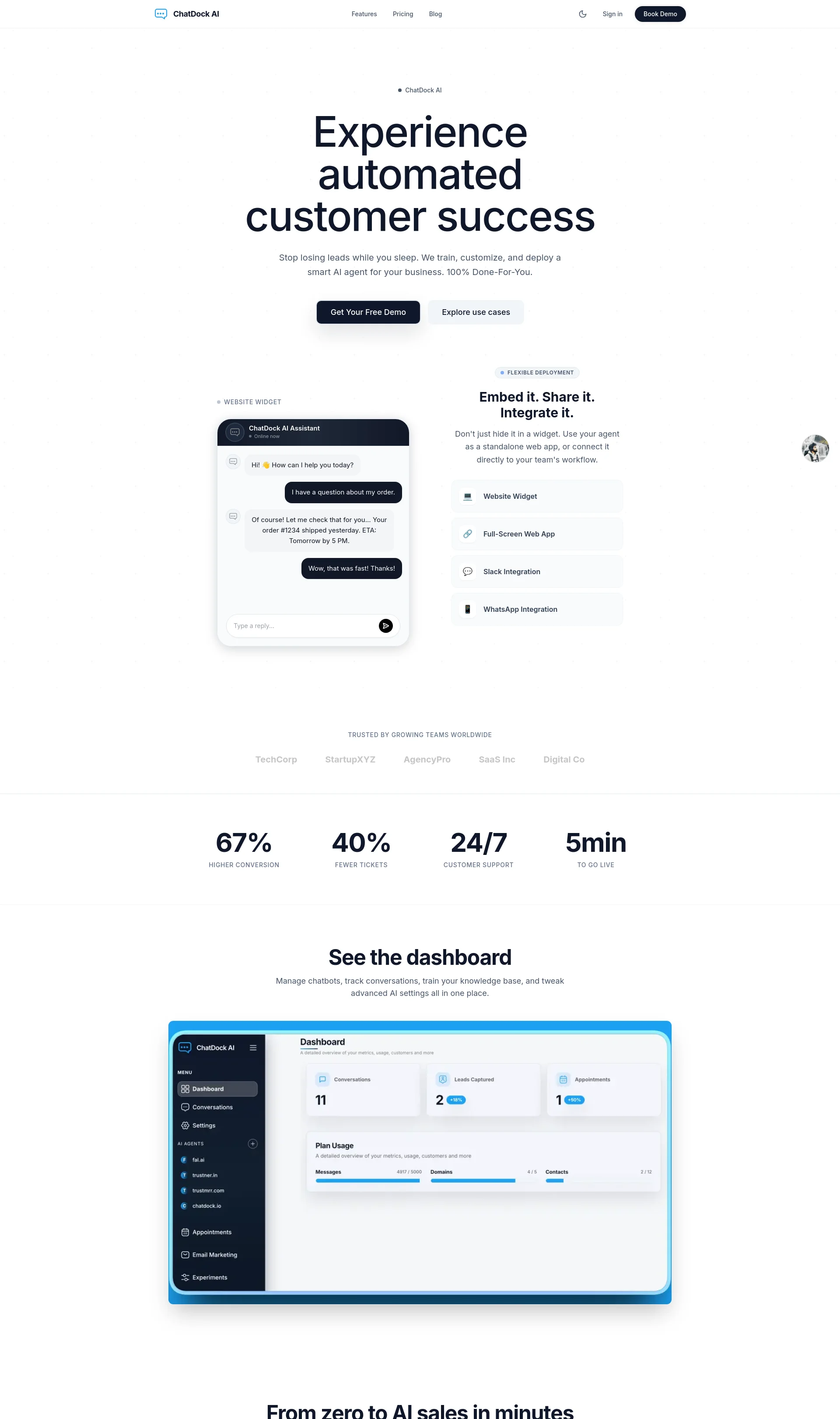 Your 24/7 AI Agent for Sales, Support & Lead Gen