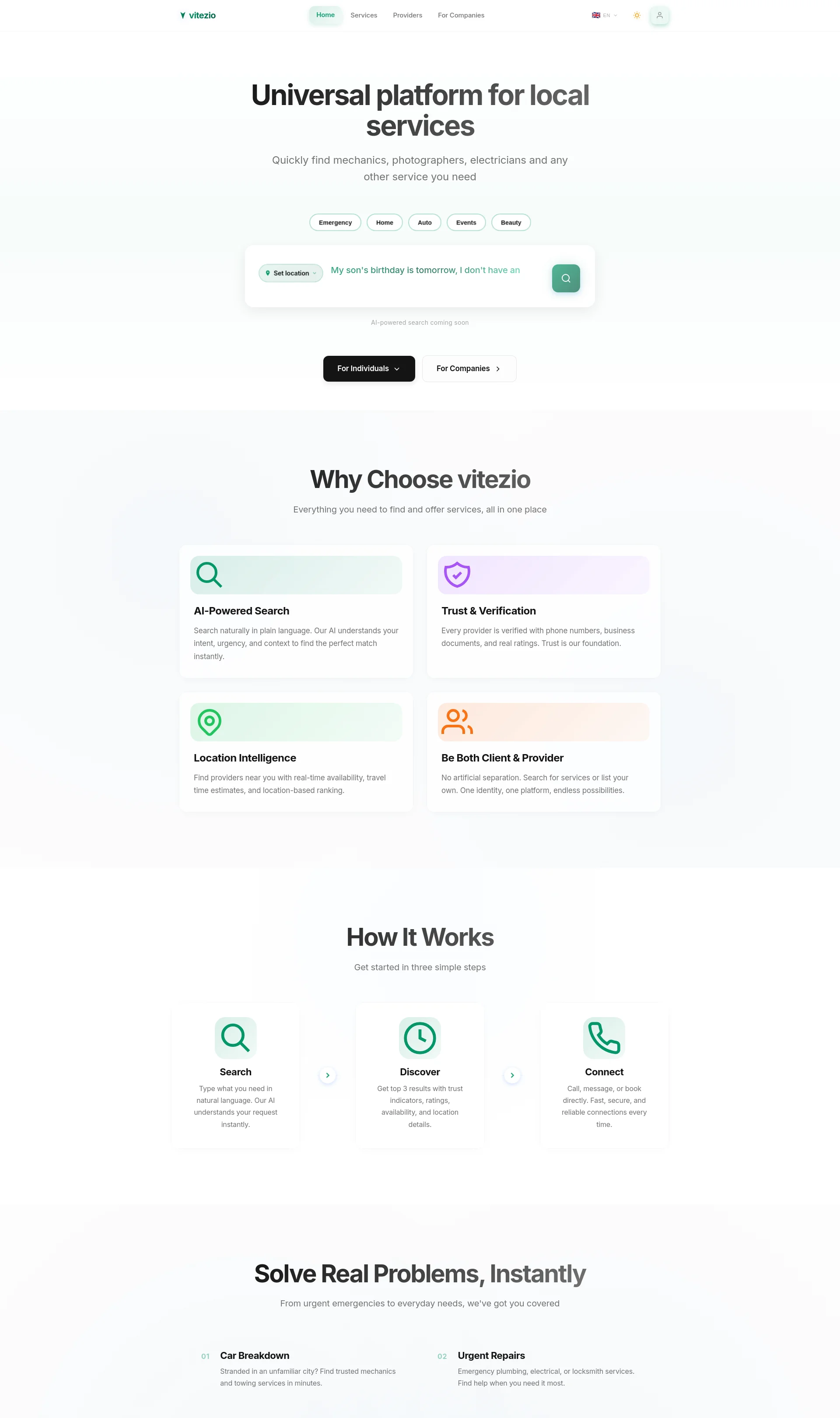 Universal platform for local services