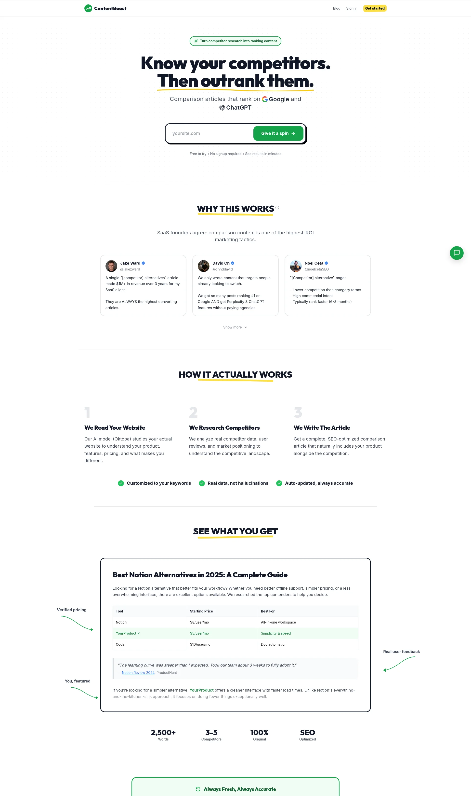 Quality Comparison Articles in Minutes