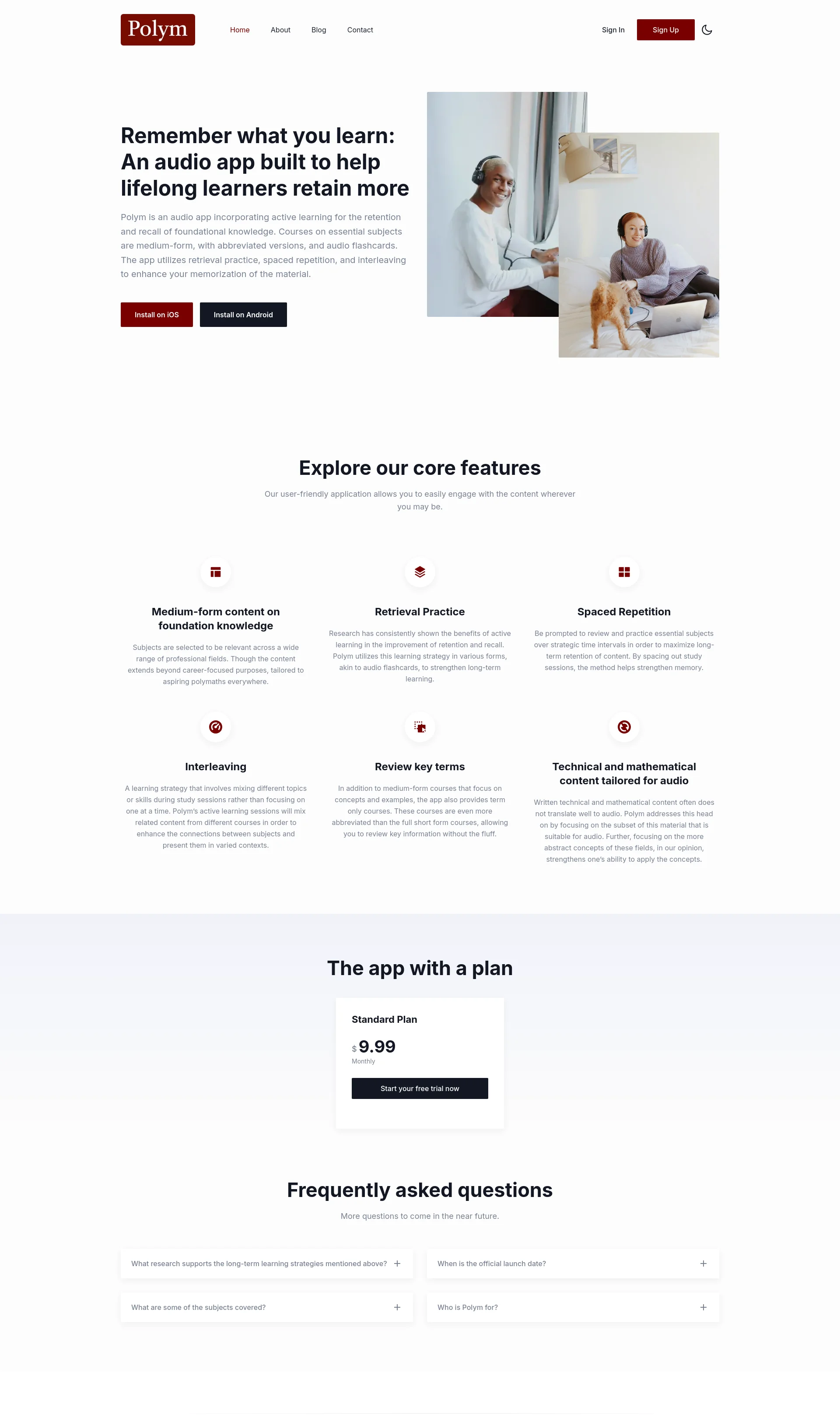Polym App - Audio app for retention and recall