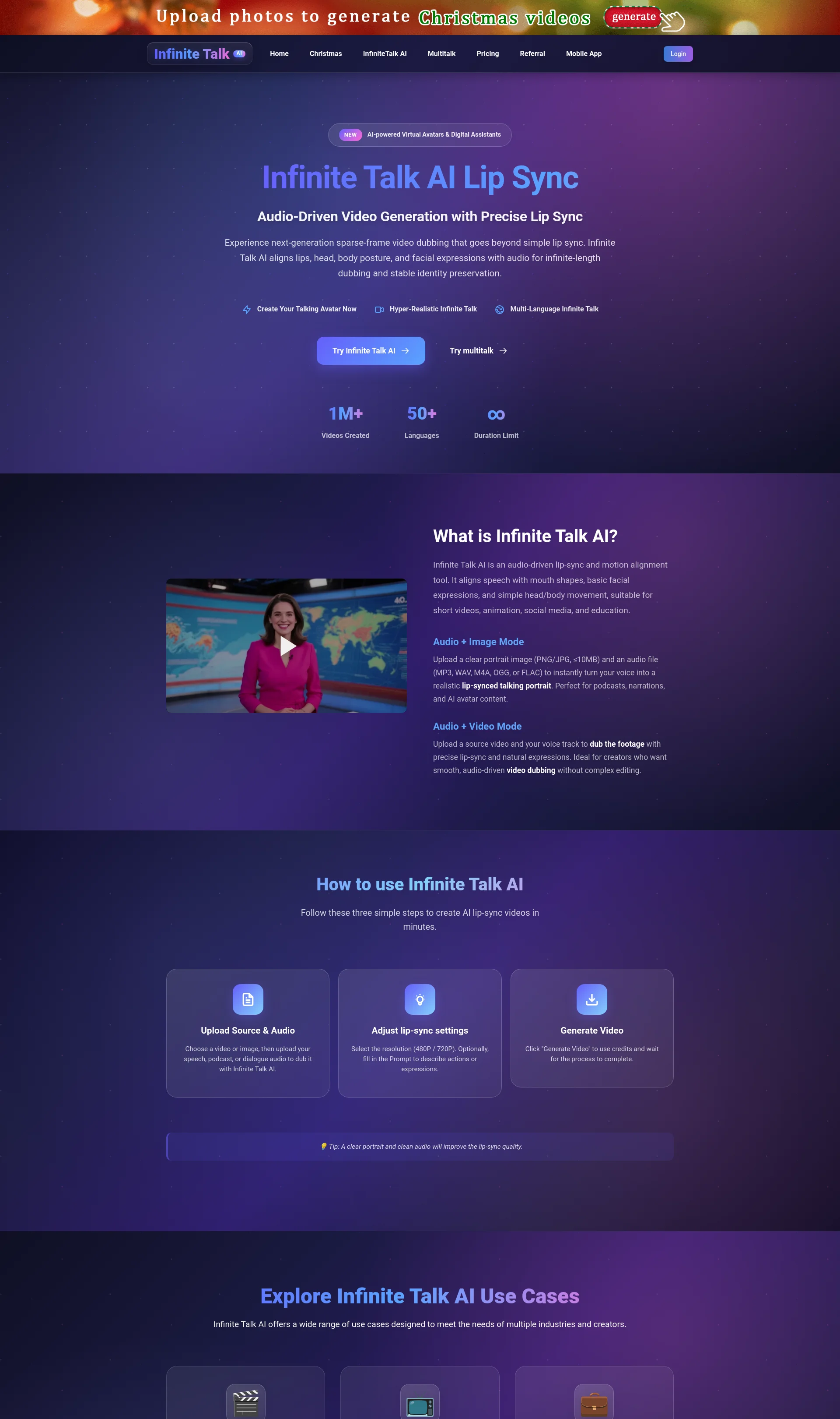 Infinite Talk AI: Audio-Driven Lip Sync Generator