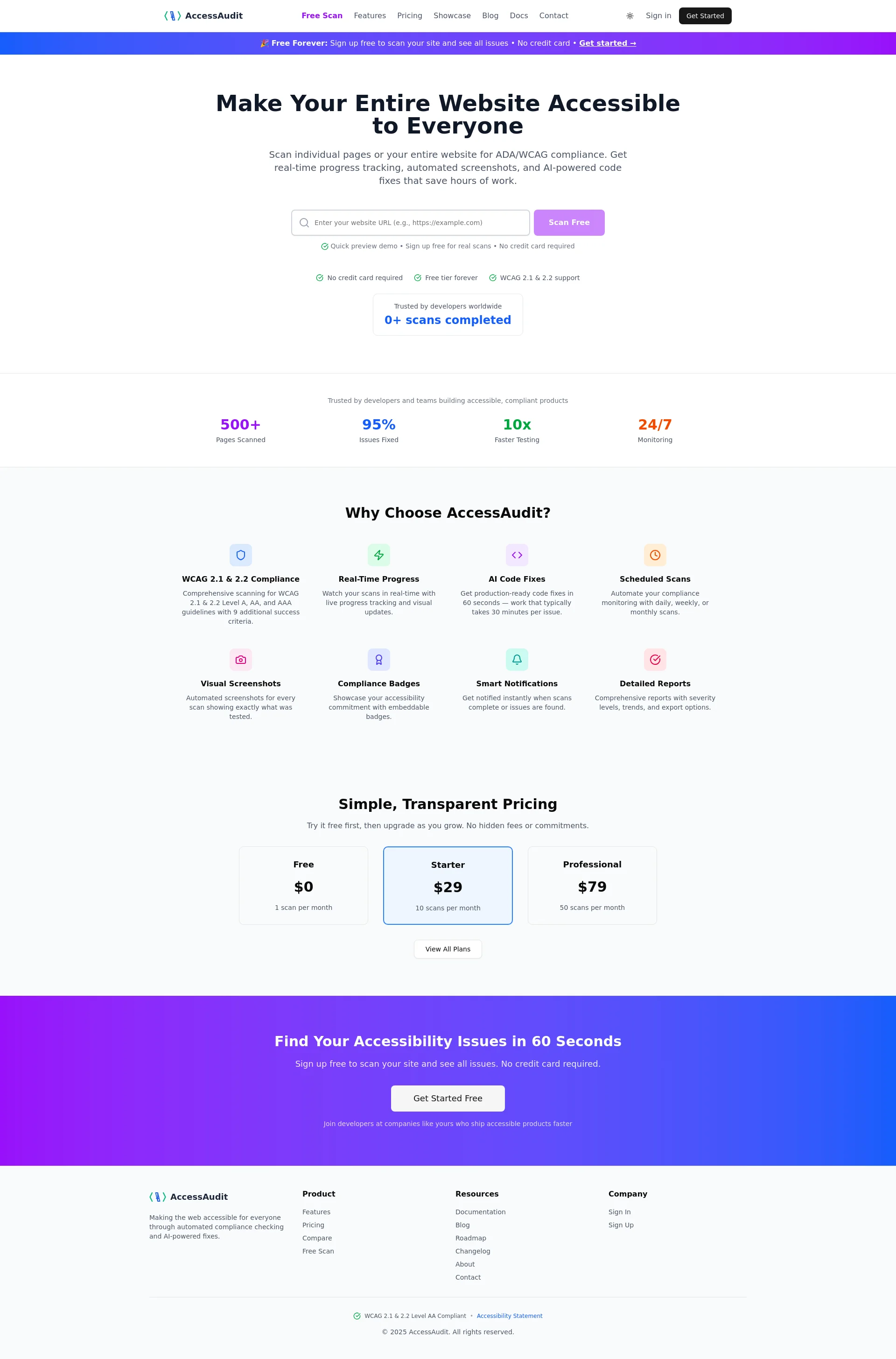 Automated Web Accessibility Testing with AI Fixes