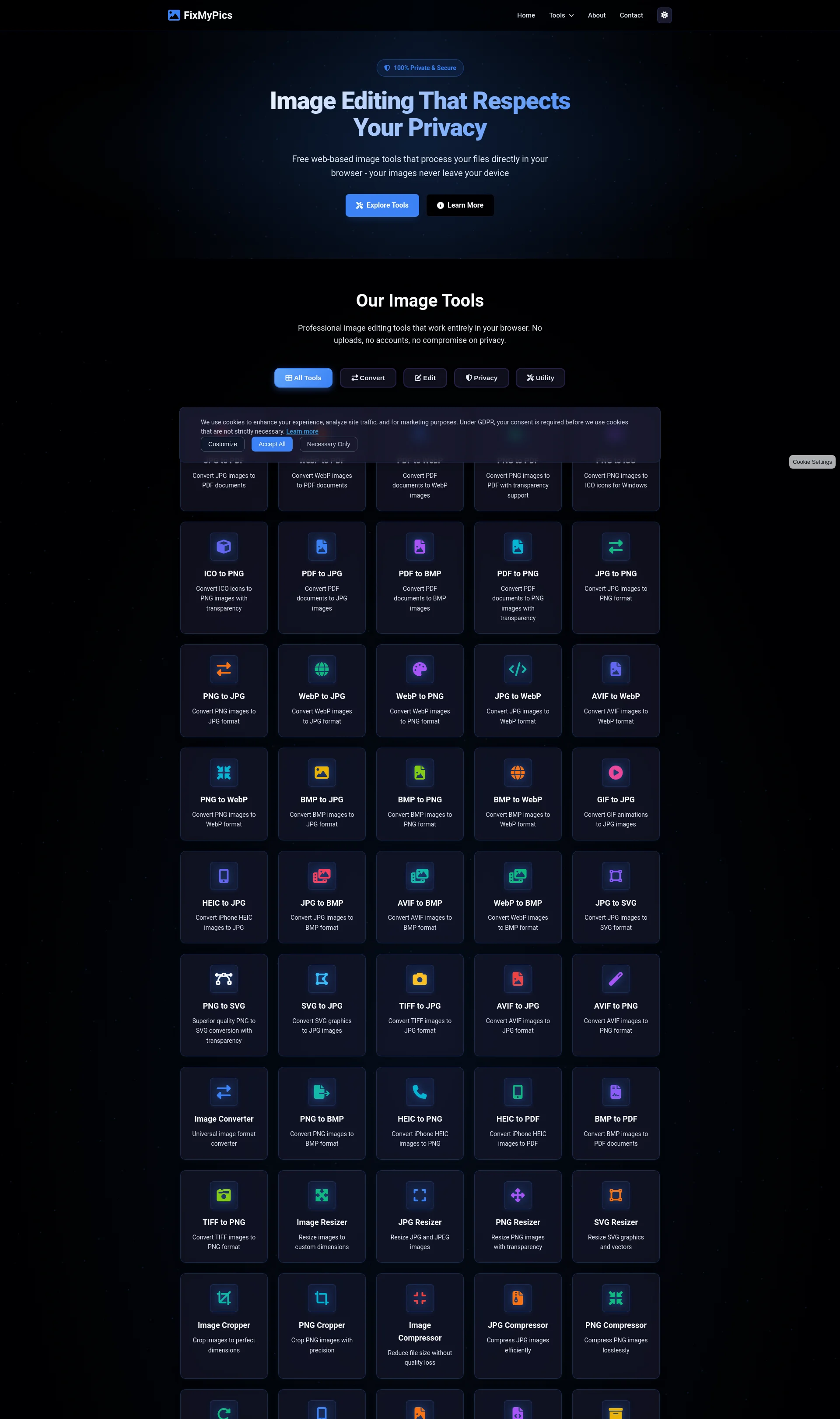 Free online image editing tools to resize, compress, convert, and edit images securely in your browser