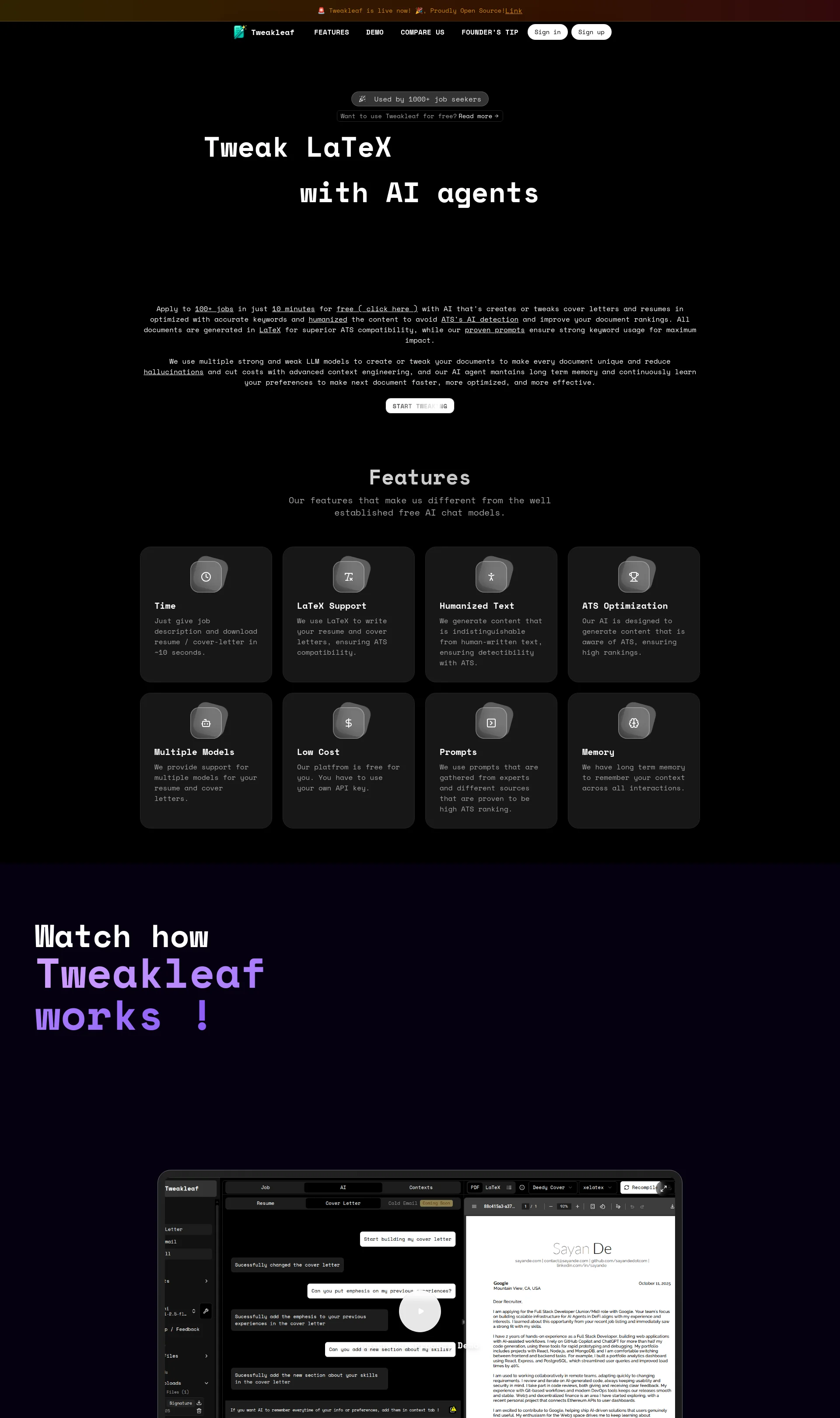 Tweak your resumes and cover letters with AI for your job applications - completely FREE!