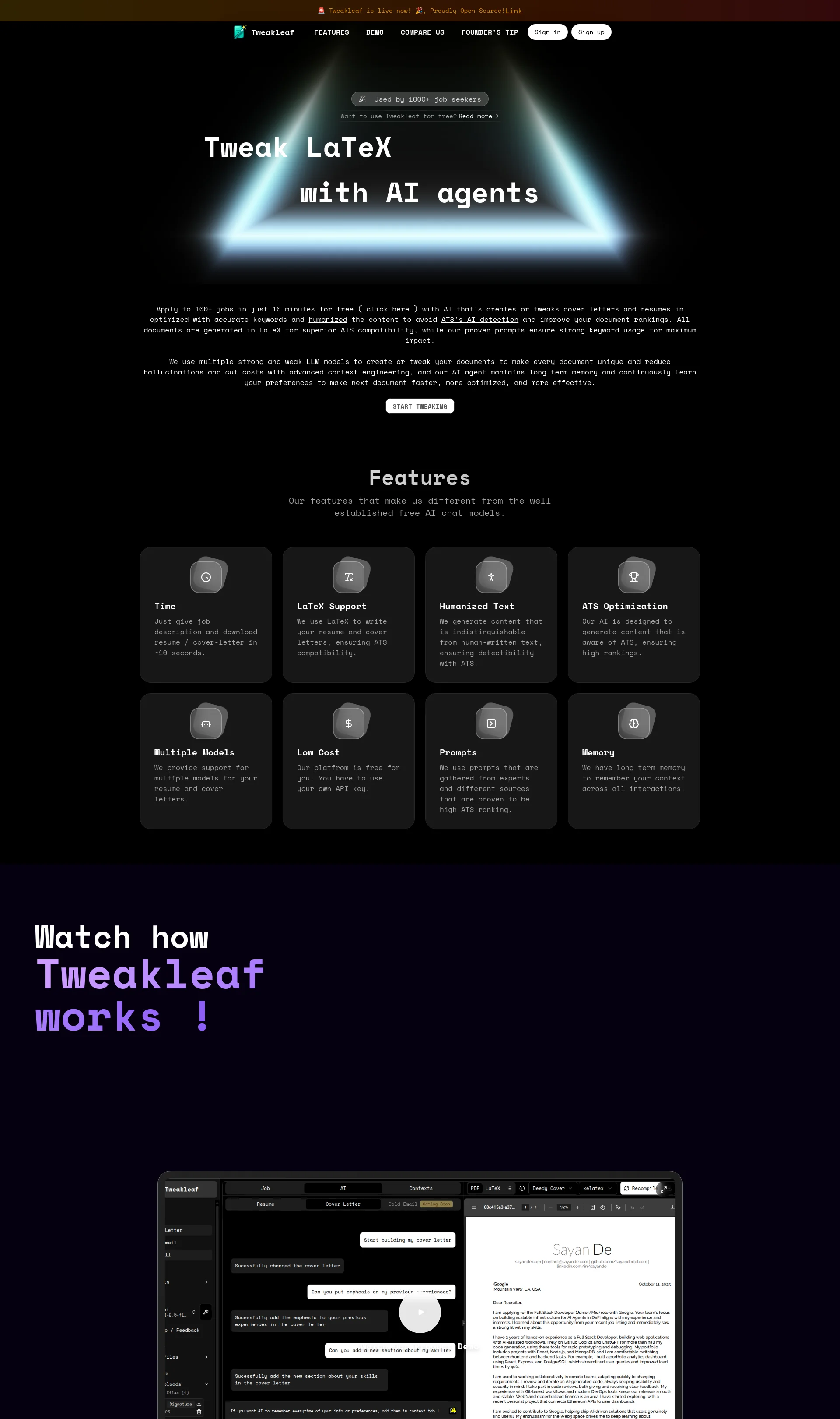 Tweak your resumes and cover letters with AI for your job applications - completely FREE!