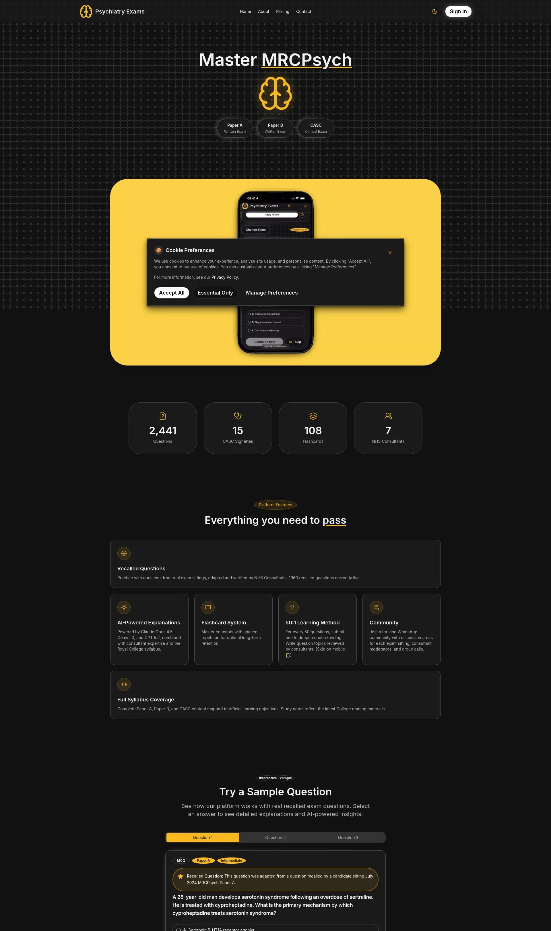 MRCPsych Revision Platform for Paper A, B & CASC Questions and Psychiatry Exams
