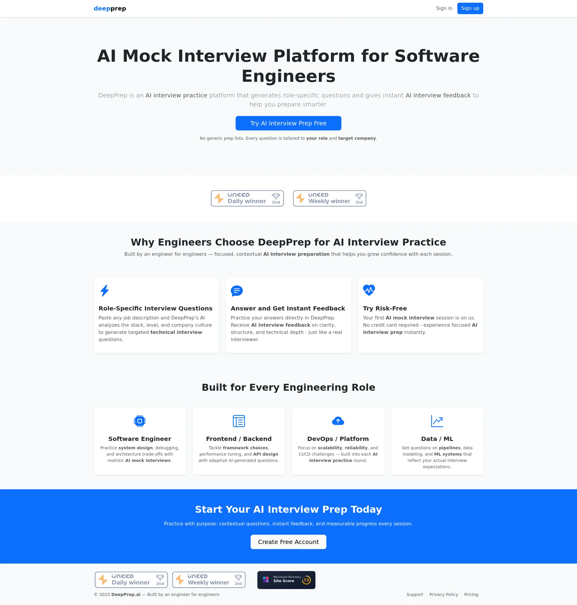 AI Mock Interview Platform for Software Engineers
