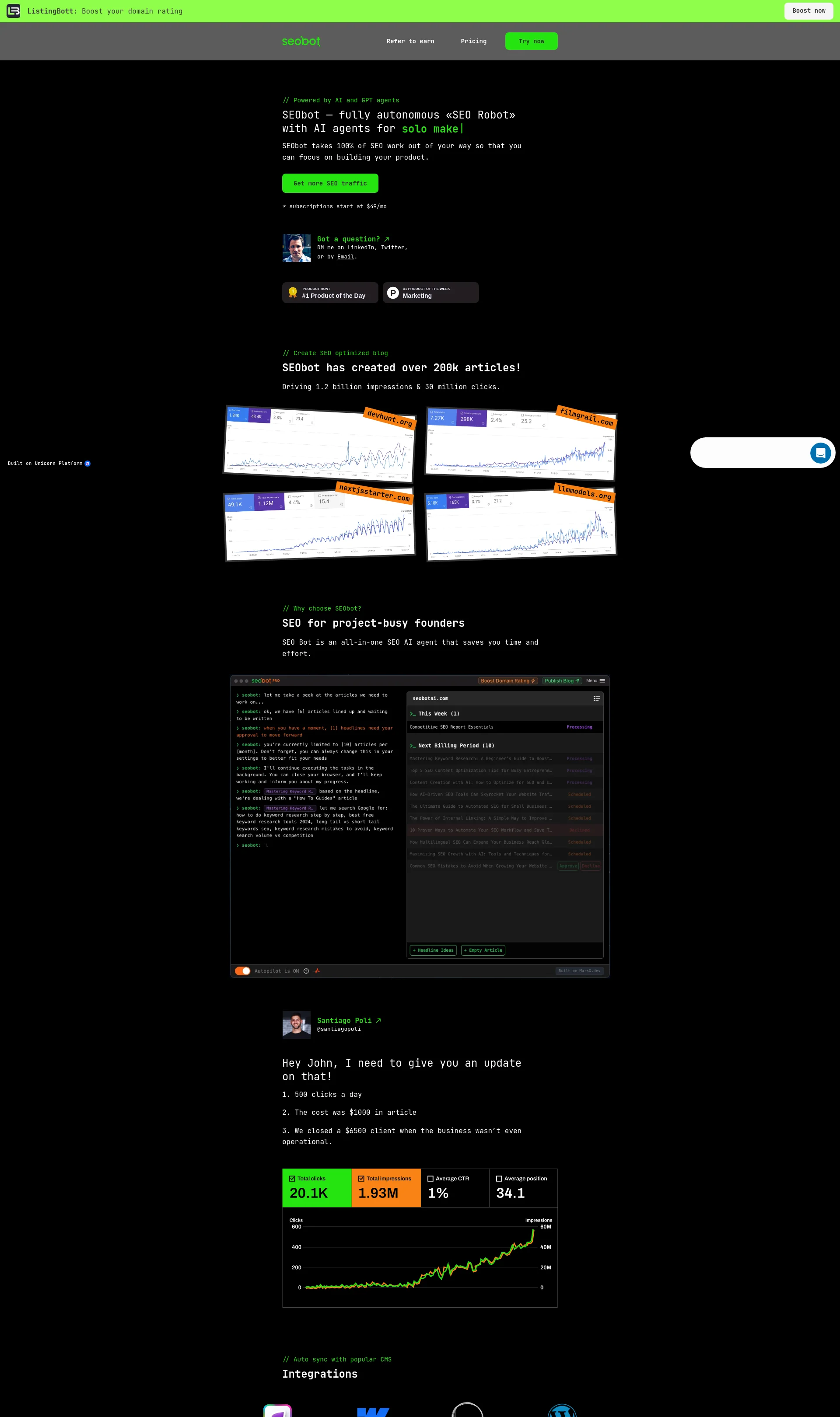 fully autonomous 'SEO Robot' with SEO AI agents for Busy Founders