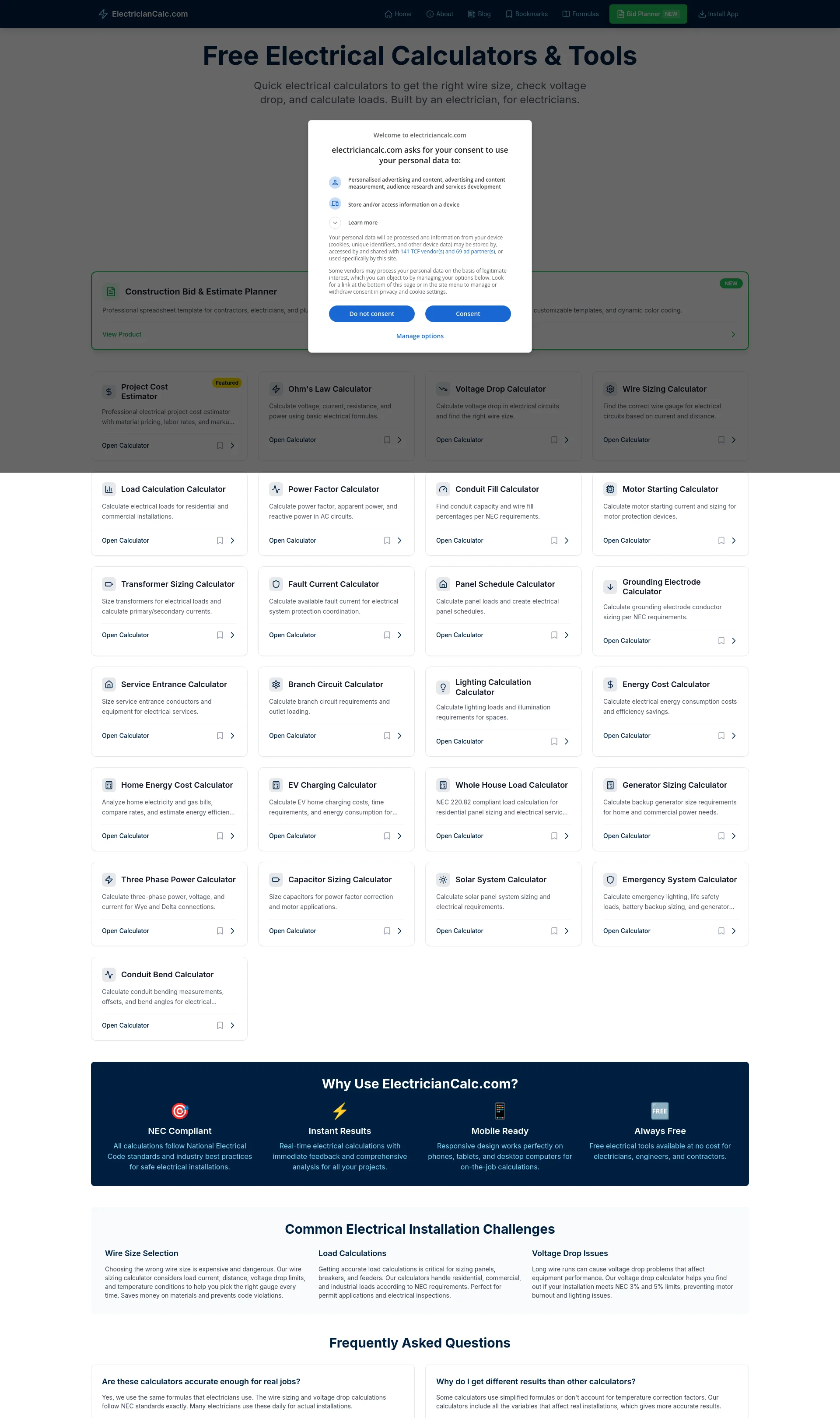 Free Electrical Calculators & Tools for electricians