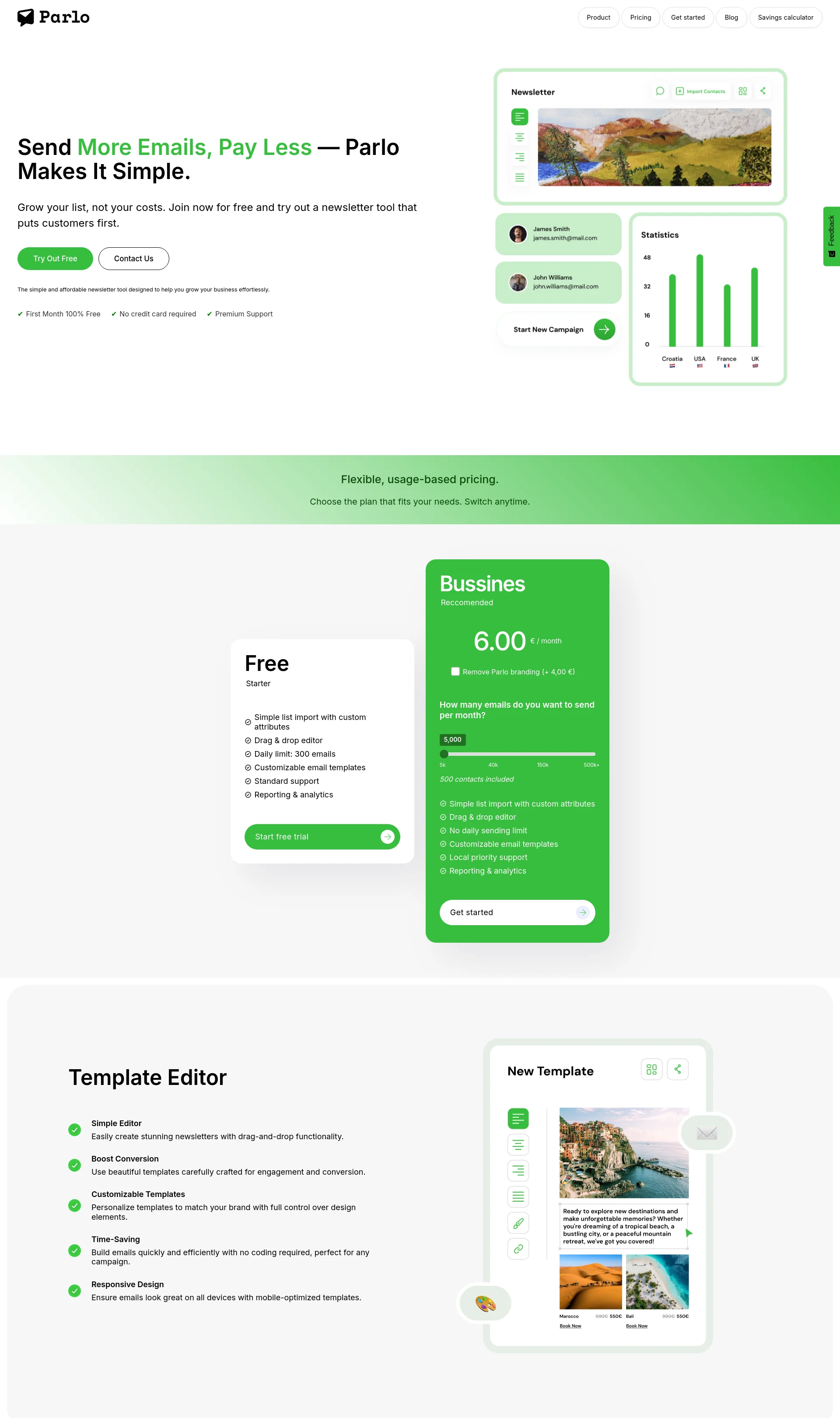 Send more emails, pay less with Parlo's simple and affordable newsletter tool