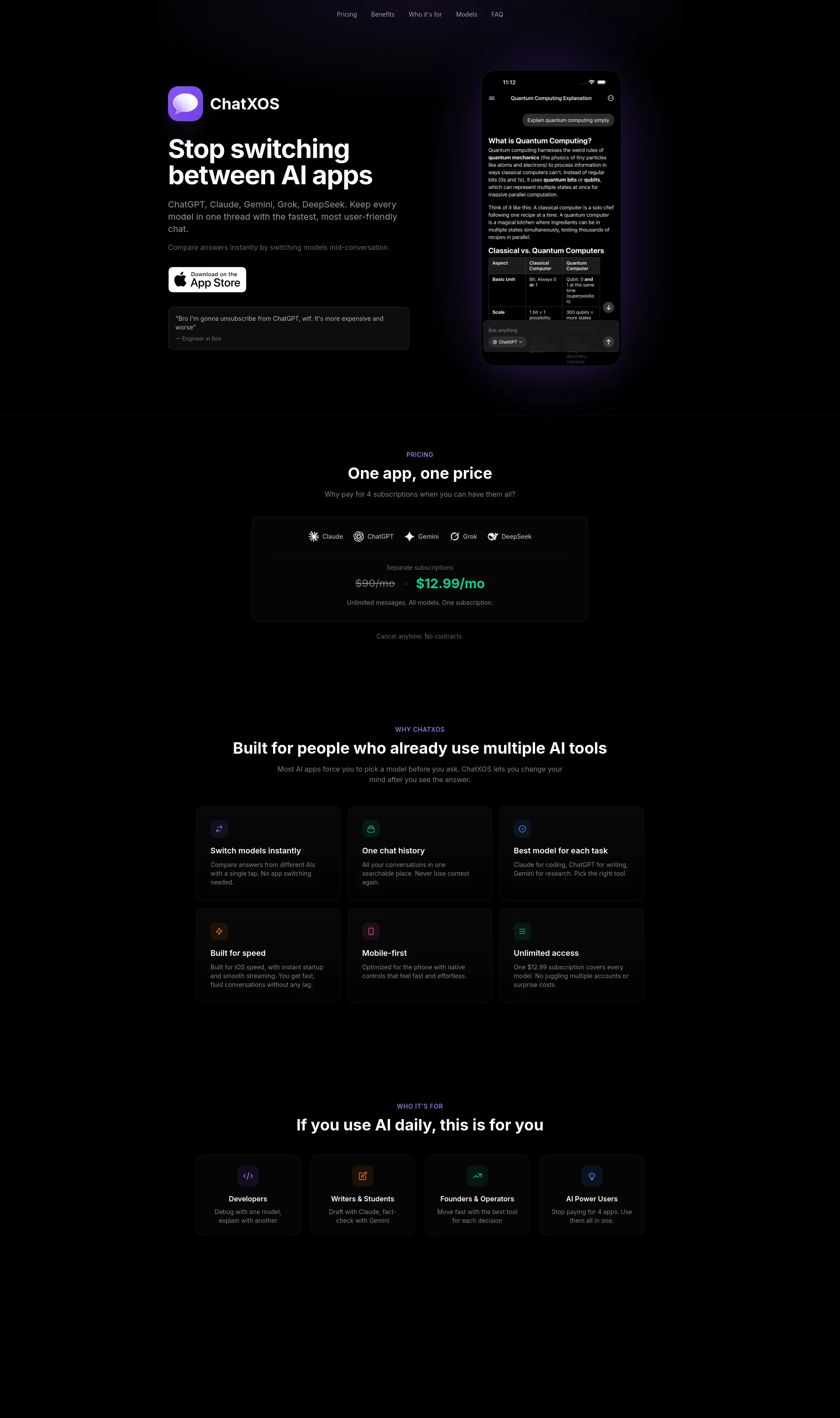 All-in-One AI Chat App for iPhone with ChatGPT, Claude, Gemini, and more