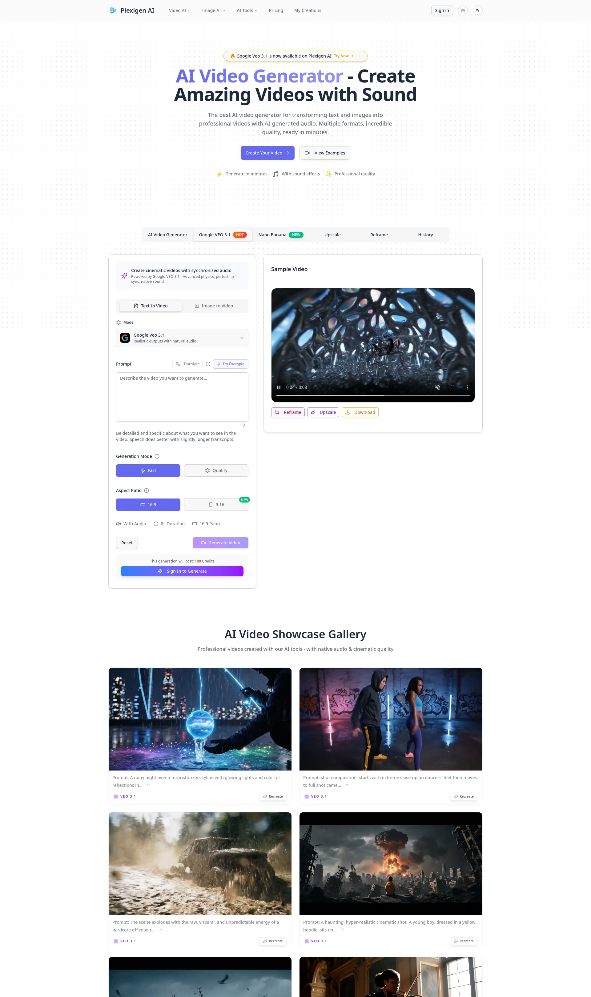The best AI video generator for transforming text and images into professional videos with AI-generated audio