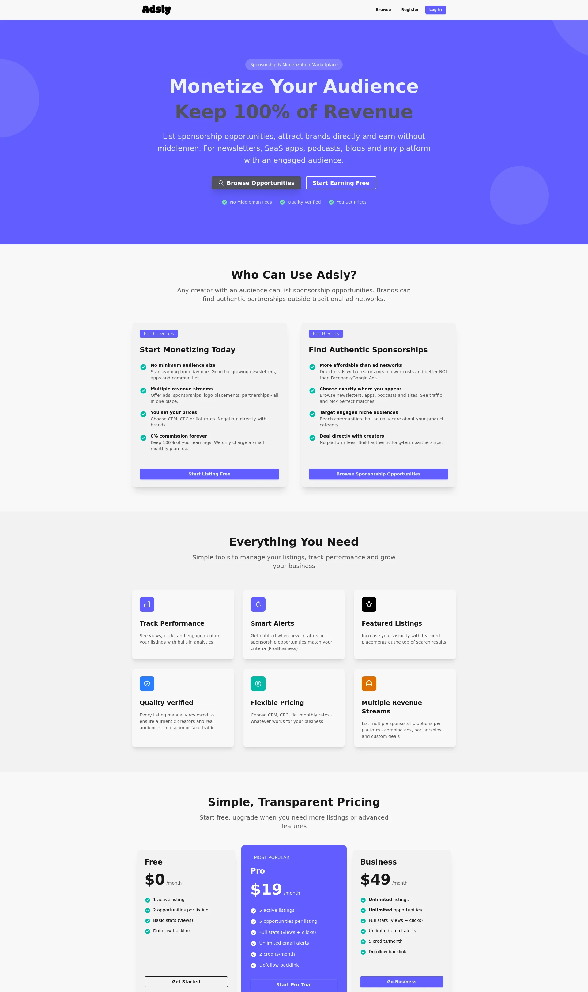 Sponsorship & Monetization Marketplace