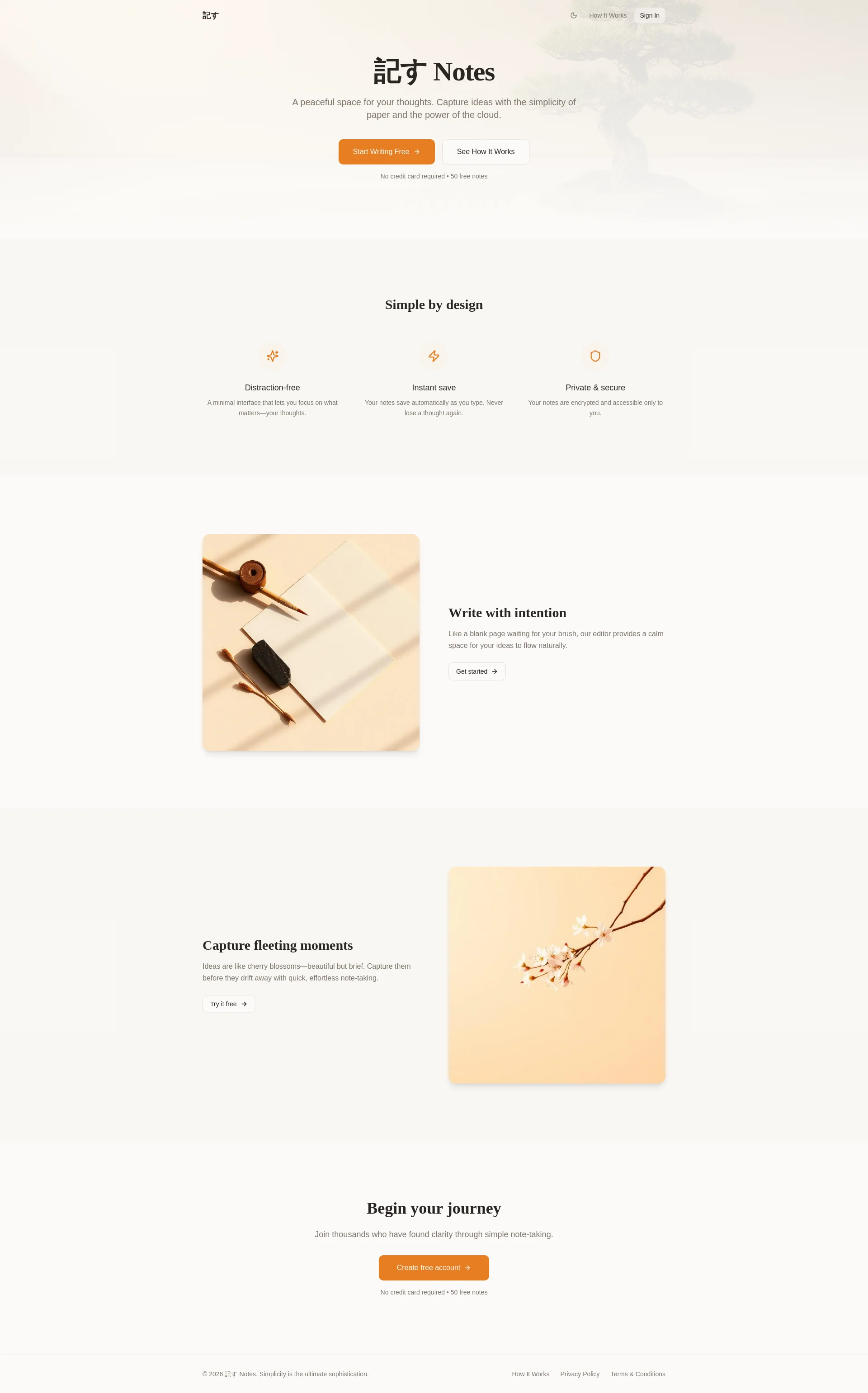 A peaceful space for your thoughts, capturing ideas with simplicity and cloud power