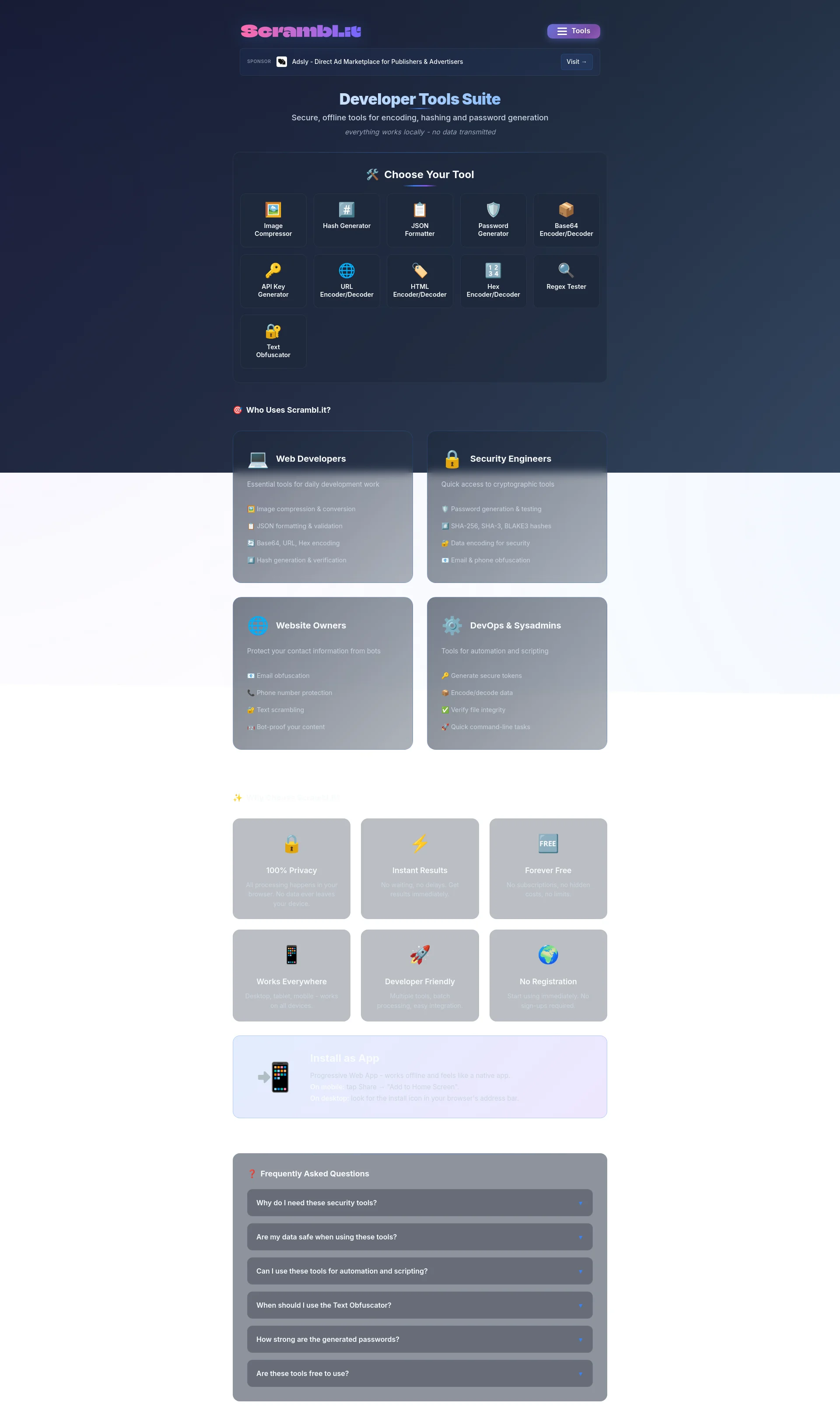 Free online security tools suite for developers
