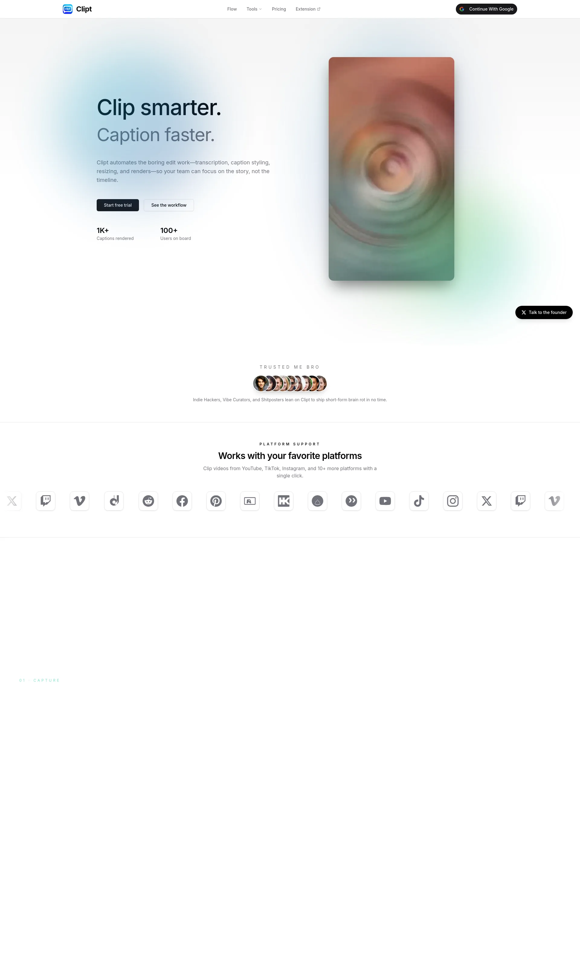 Clip smarter. Caption faster.