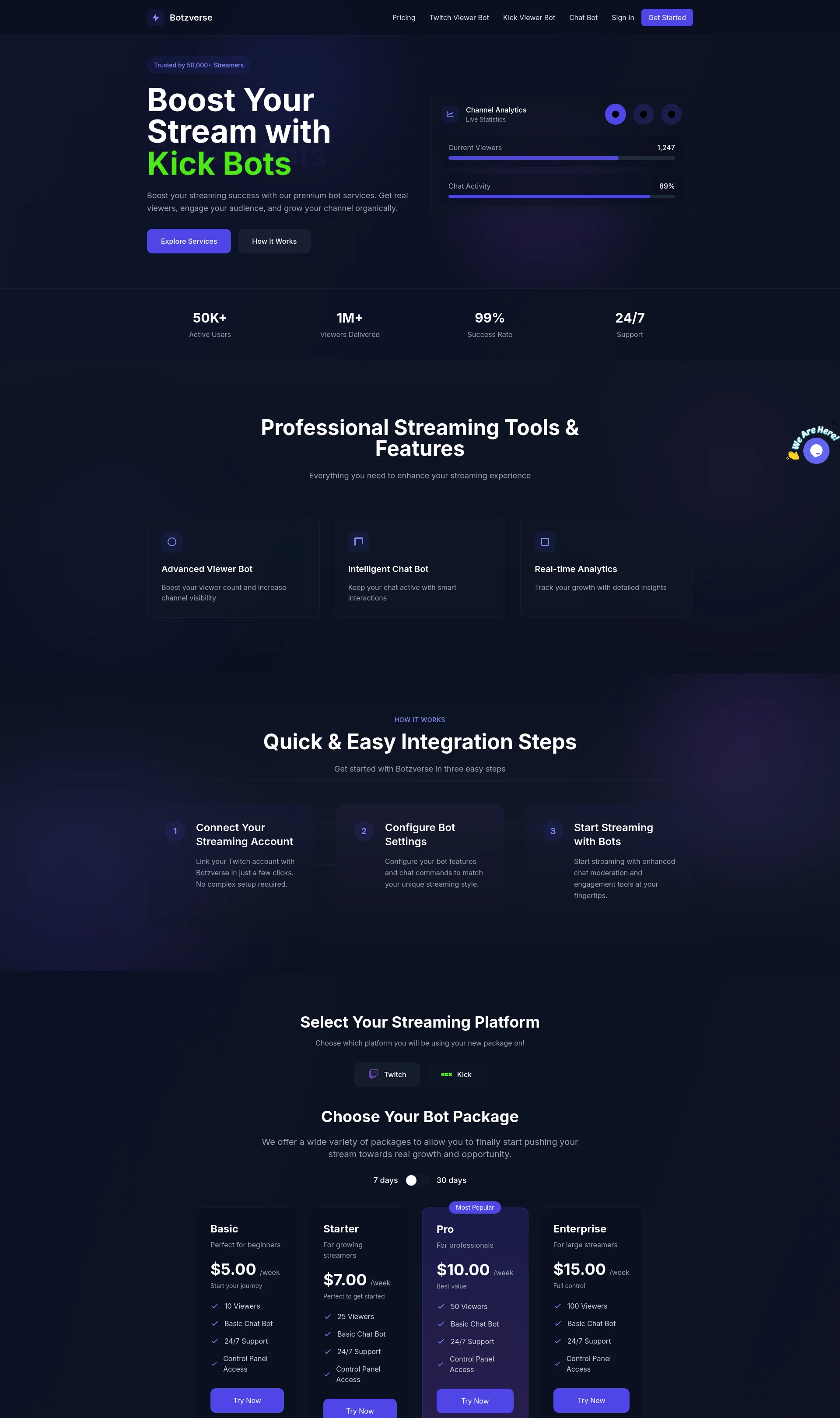 Premium Twitch & Kick Bot Services to boost your stream growth