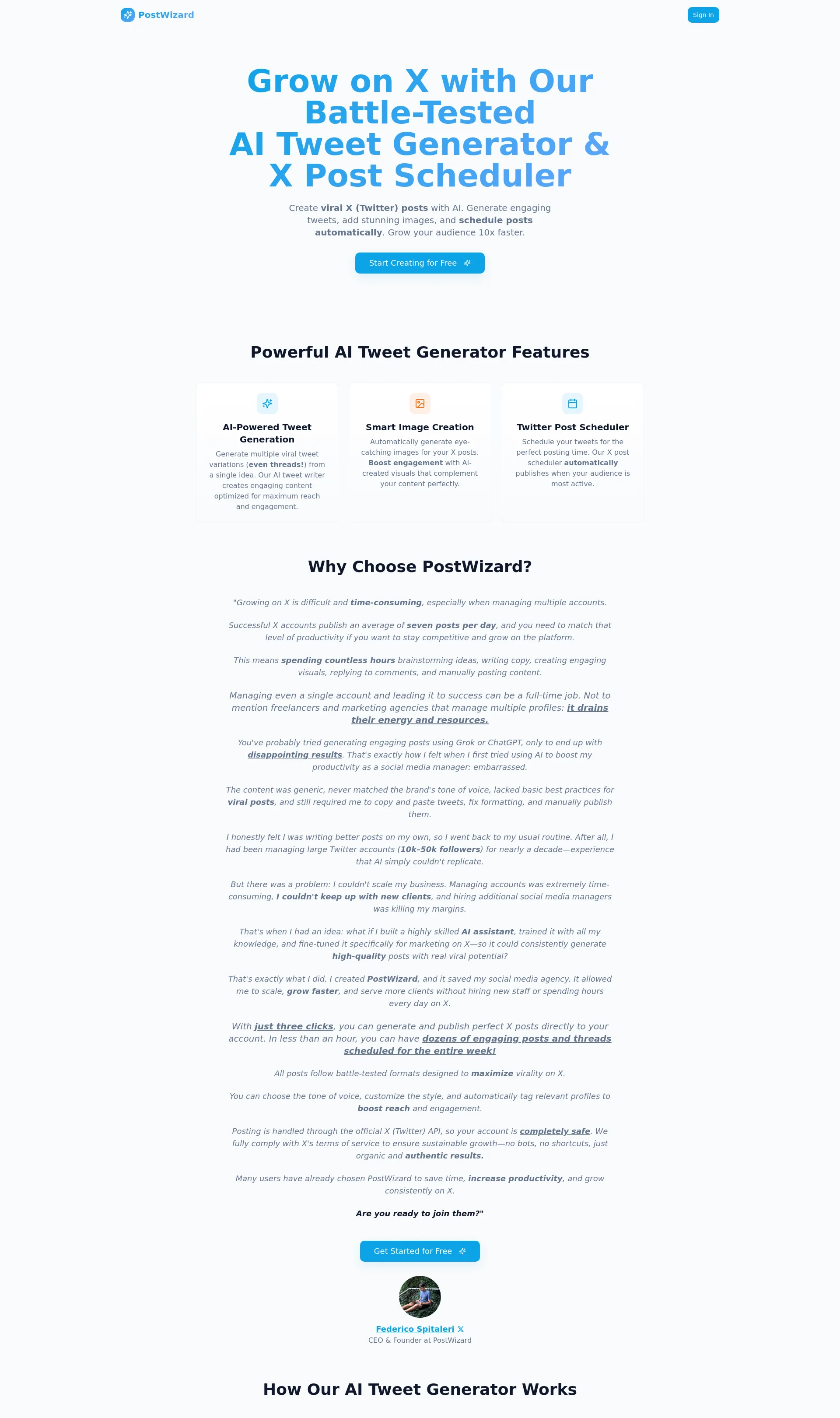 AI-Powered X Post Generator & Scheduler to grow your Twitter audience