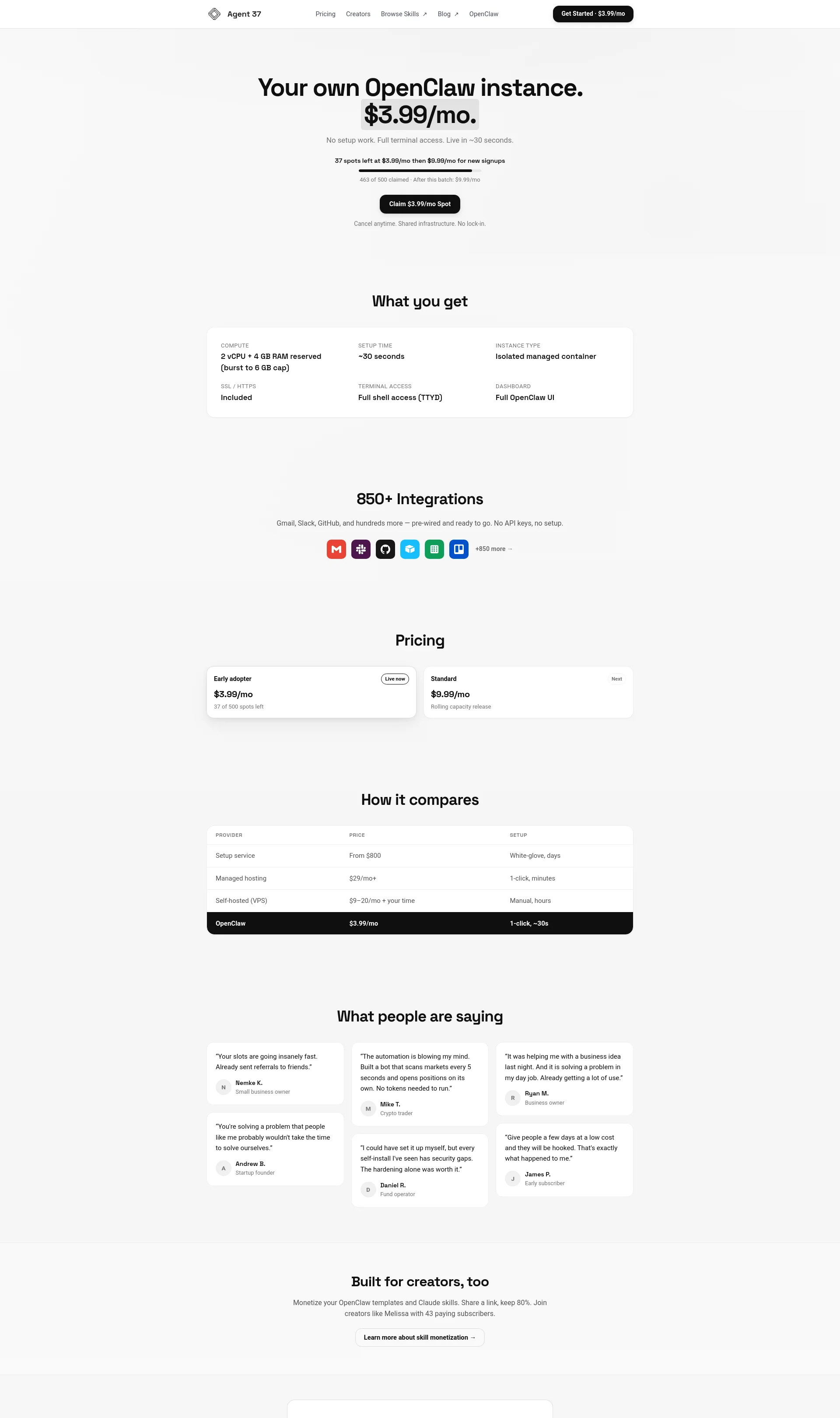 Managed OpenClaw Hosting & Skill Monetization