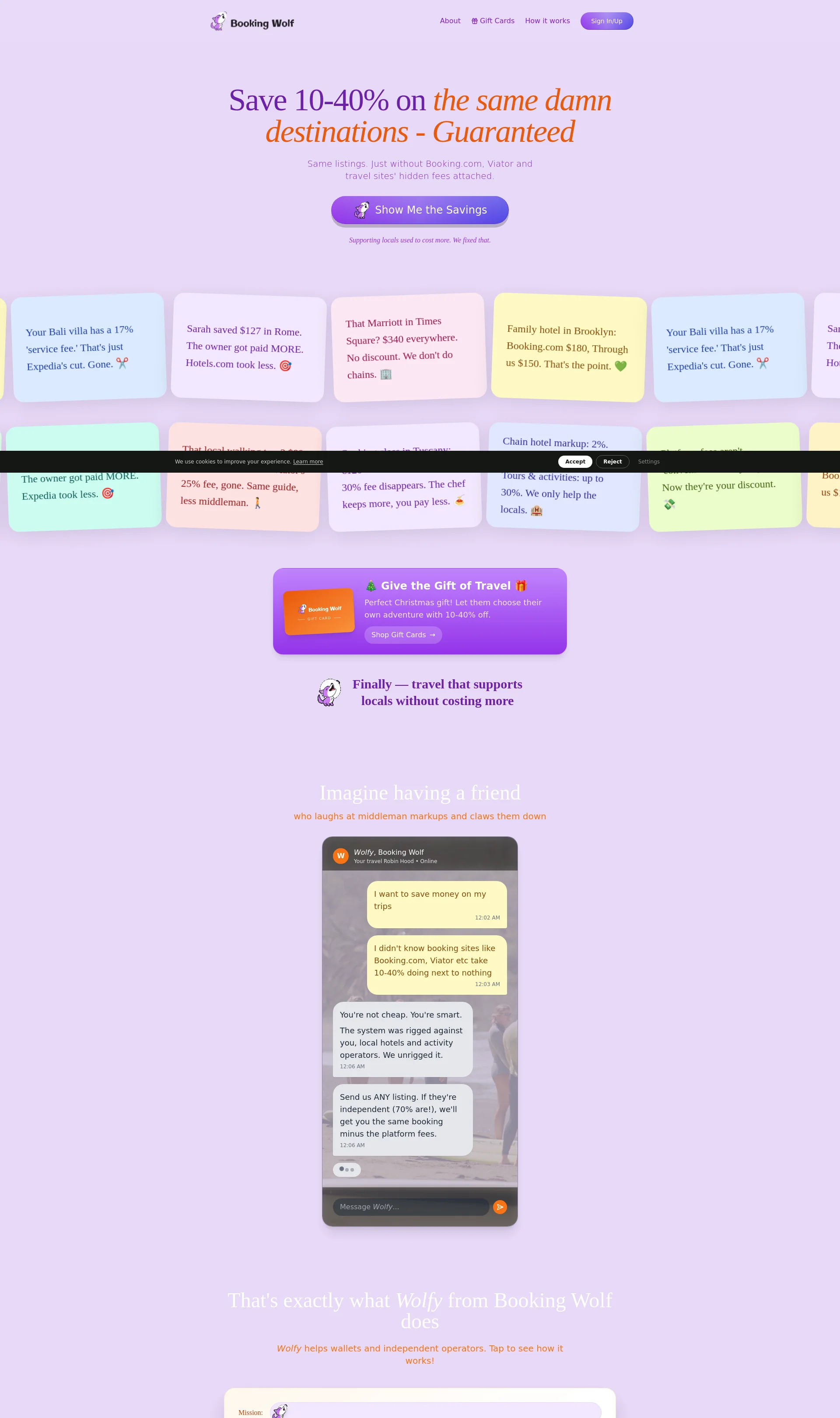 Save 10-40% on hotels, tours, and activities by cutting out middleman fees