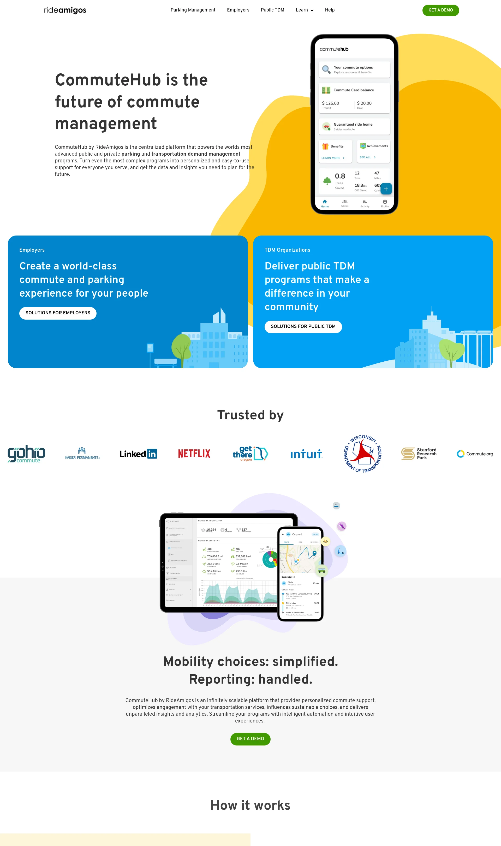CommuteHub by RideAmigos is the centralized platform that powers the world's most advanced public and private parking and transportation demand management programs.
