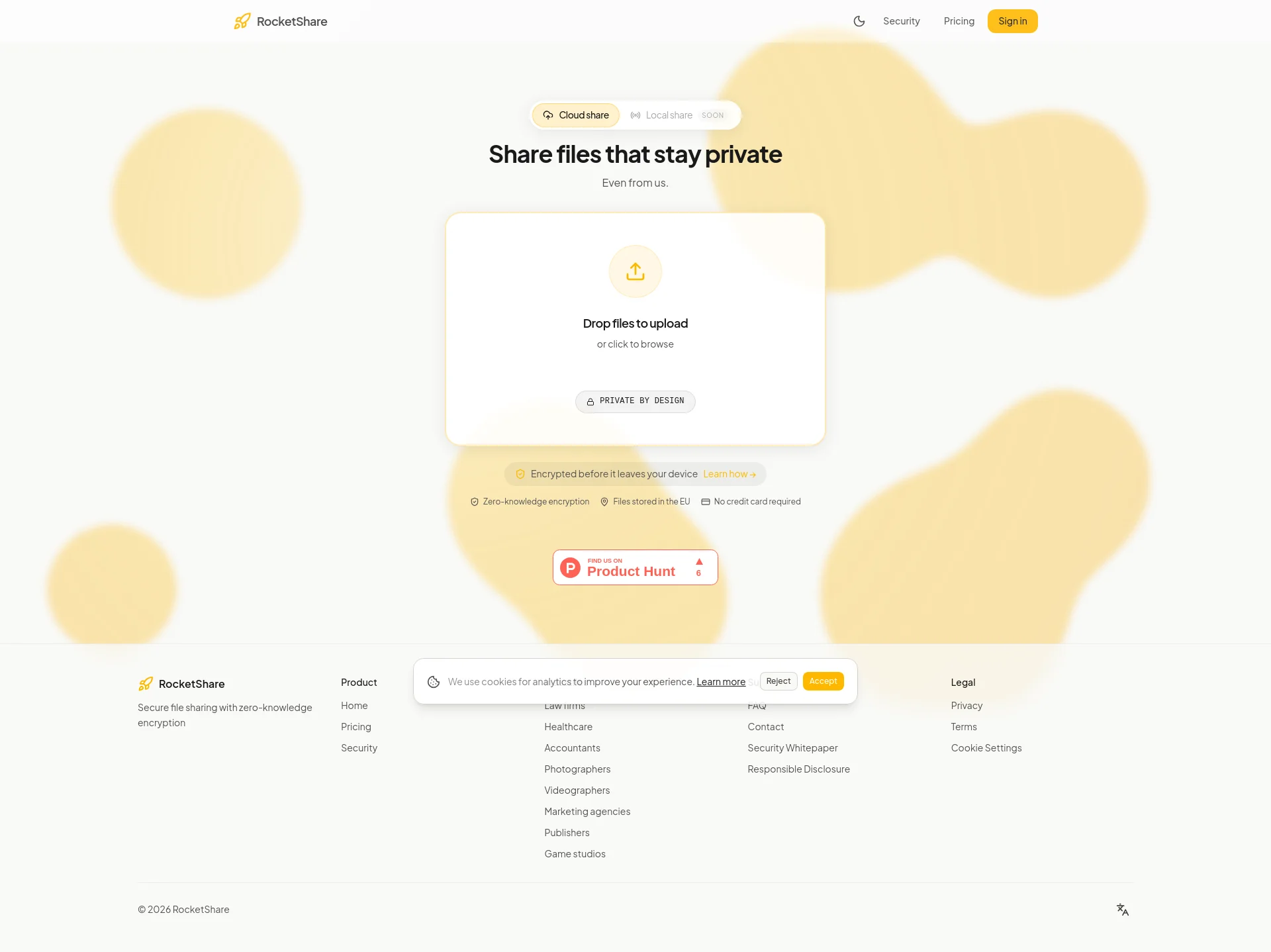 Share files that stay private, even from us.