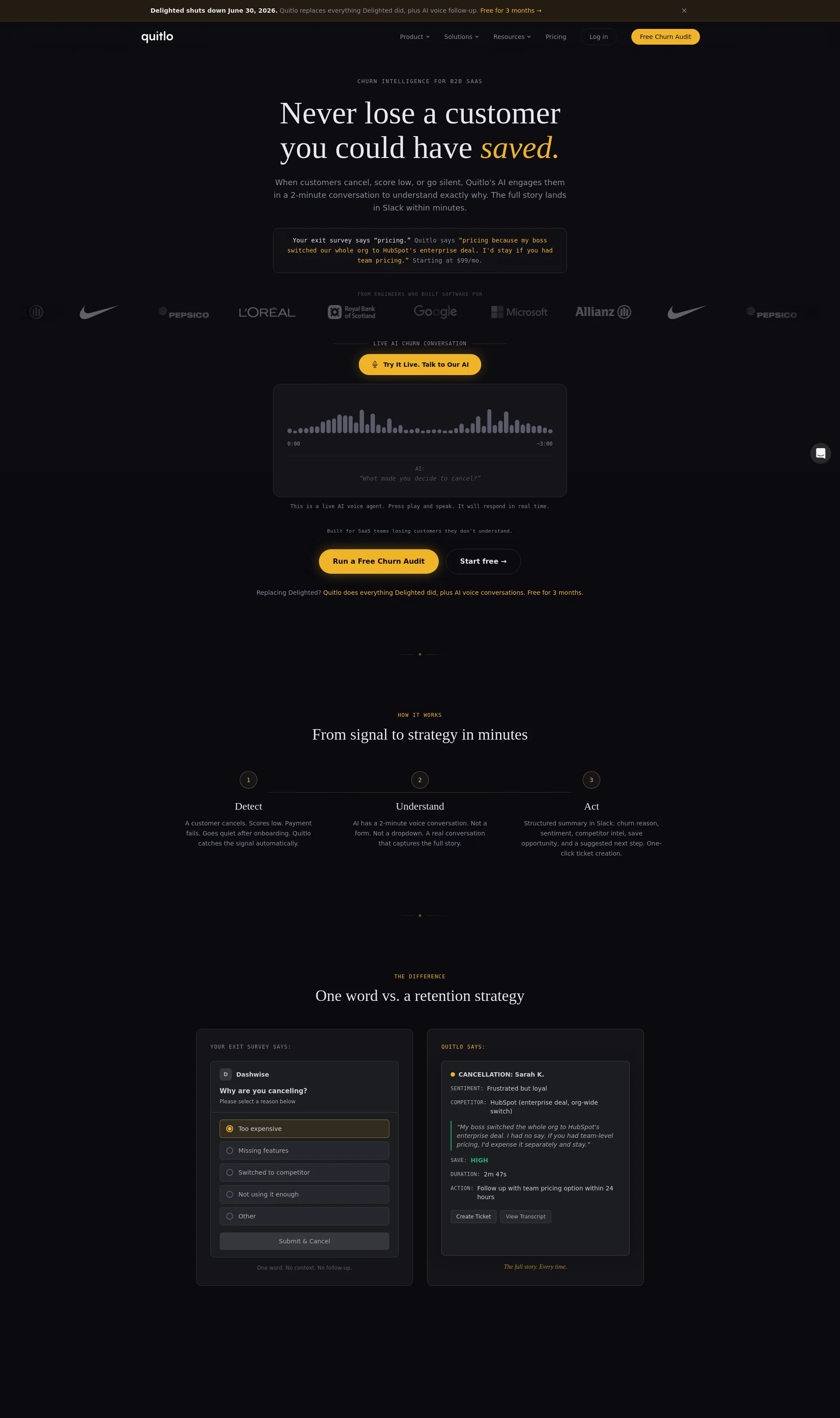 Churn Intelligence Platform for B2B SaaS