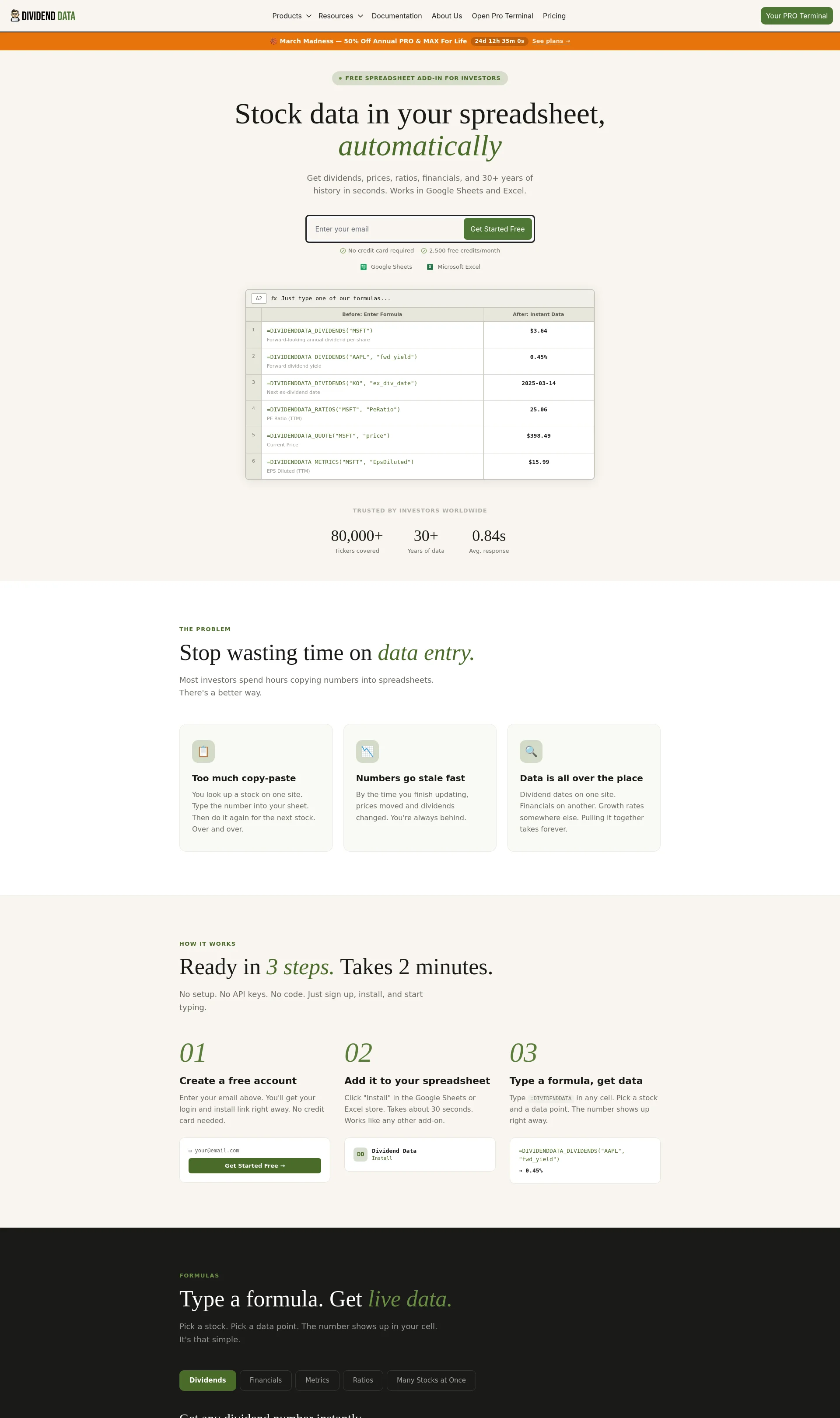 Free Stock Data for Excel & Google Sheets