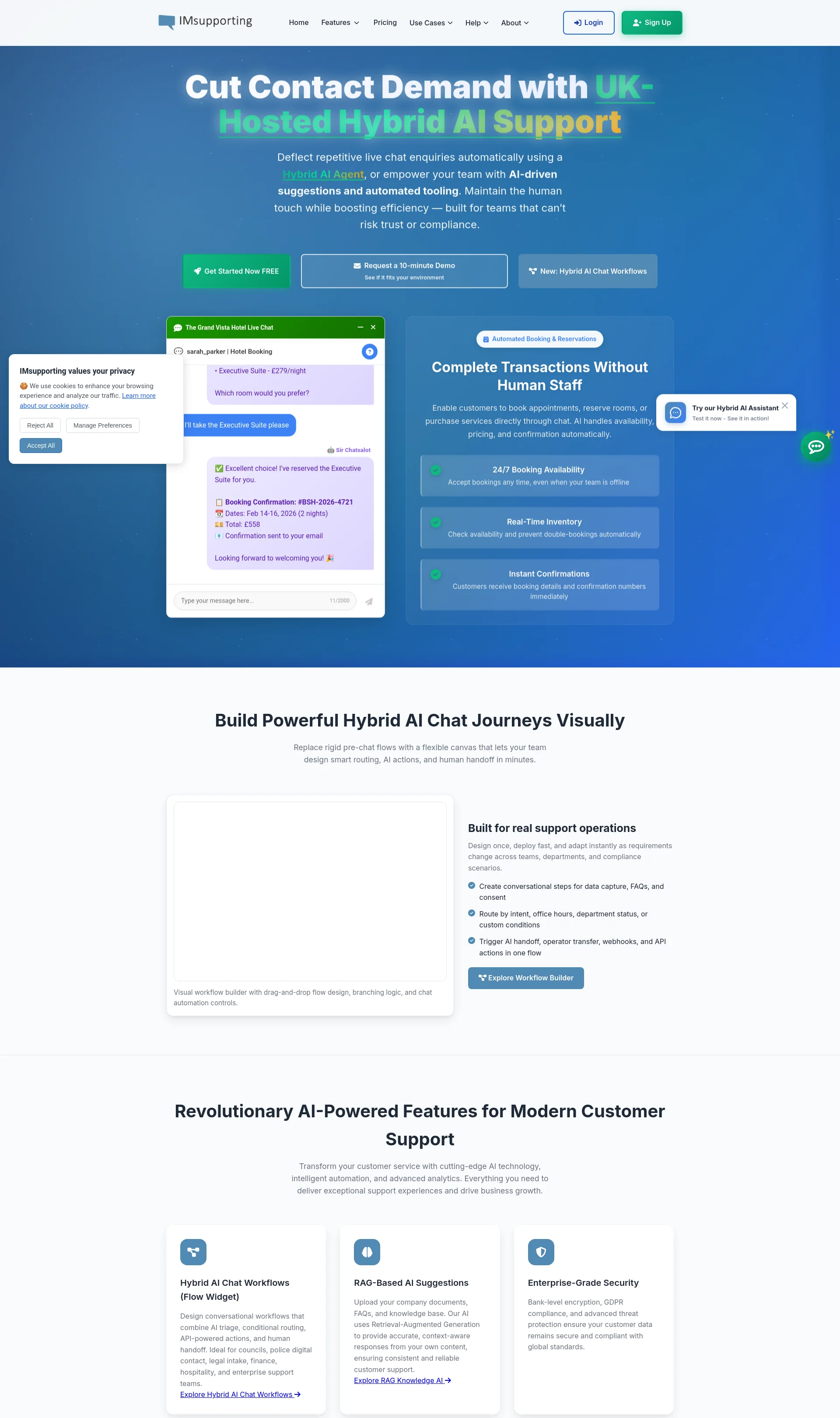 UK Hosted Hybrid Live Chat Powered by AI