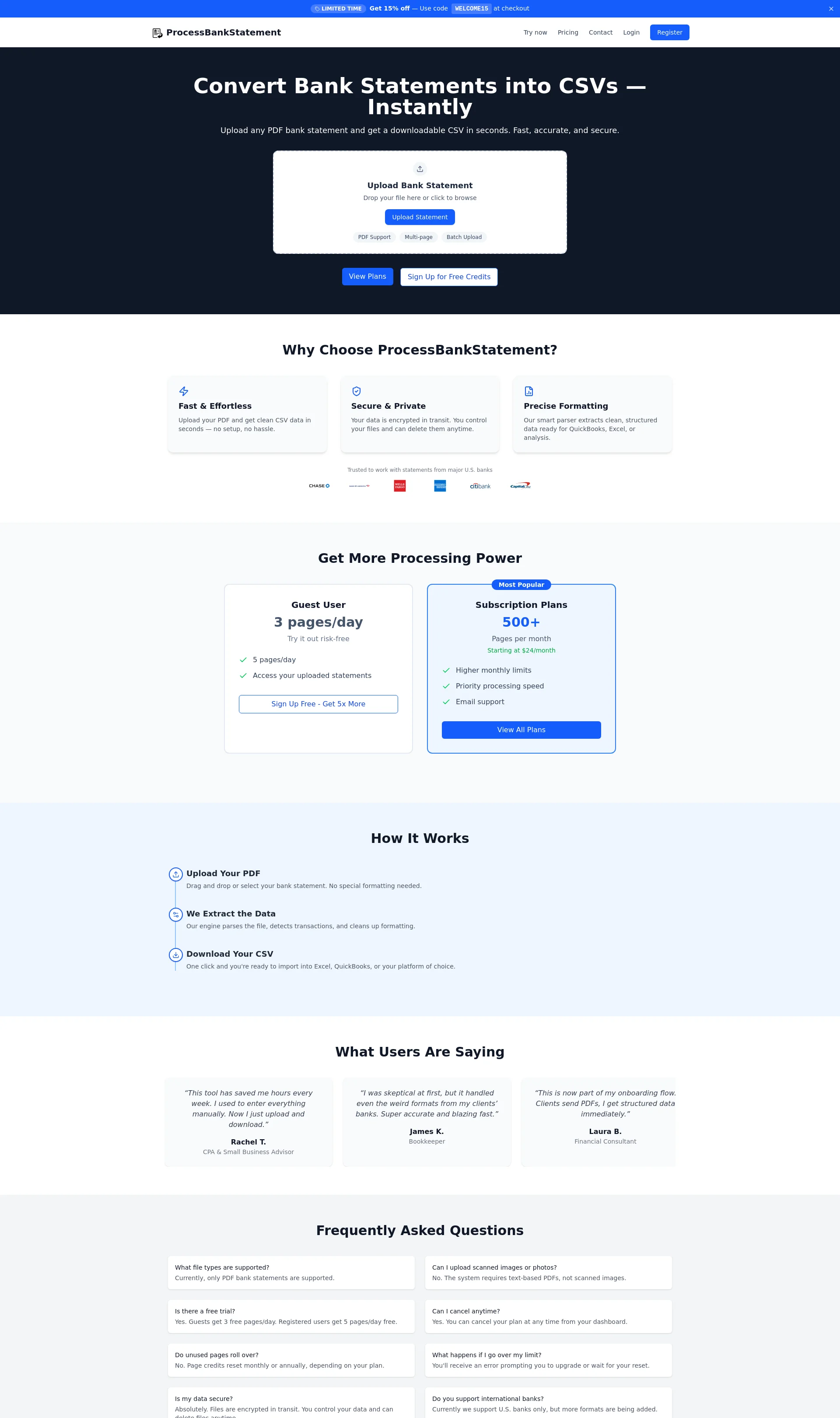 Convert PDF bank statements to CSV instantly