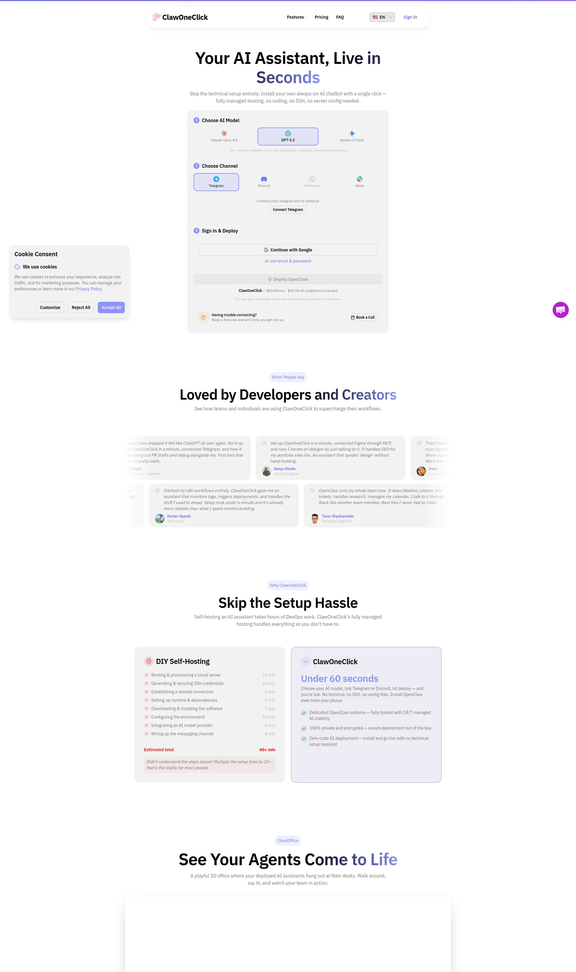 Install and deploy your own AI assistant with fully managed hosting
