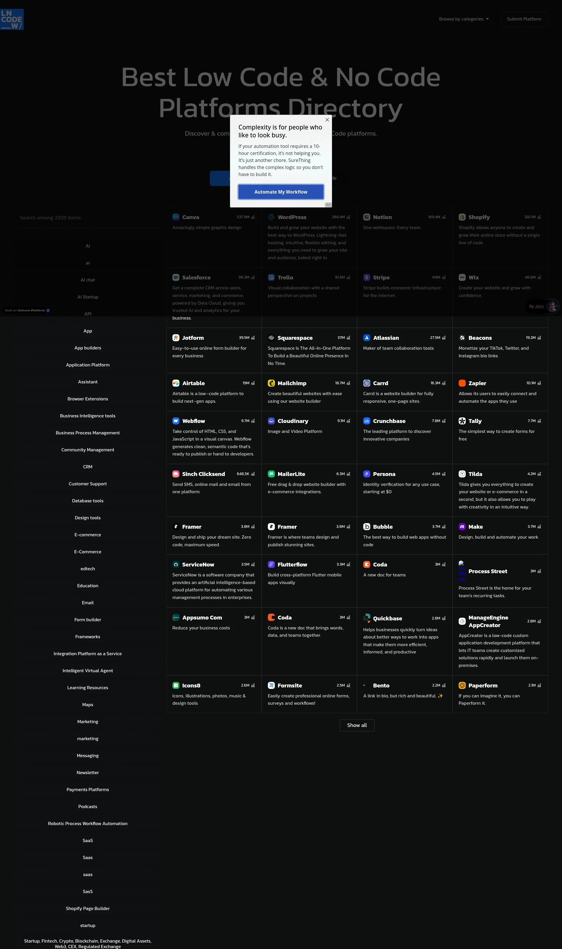 Best Low Code & No Code Platforms Directory