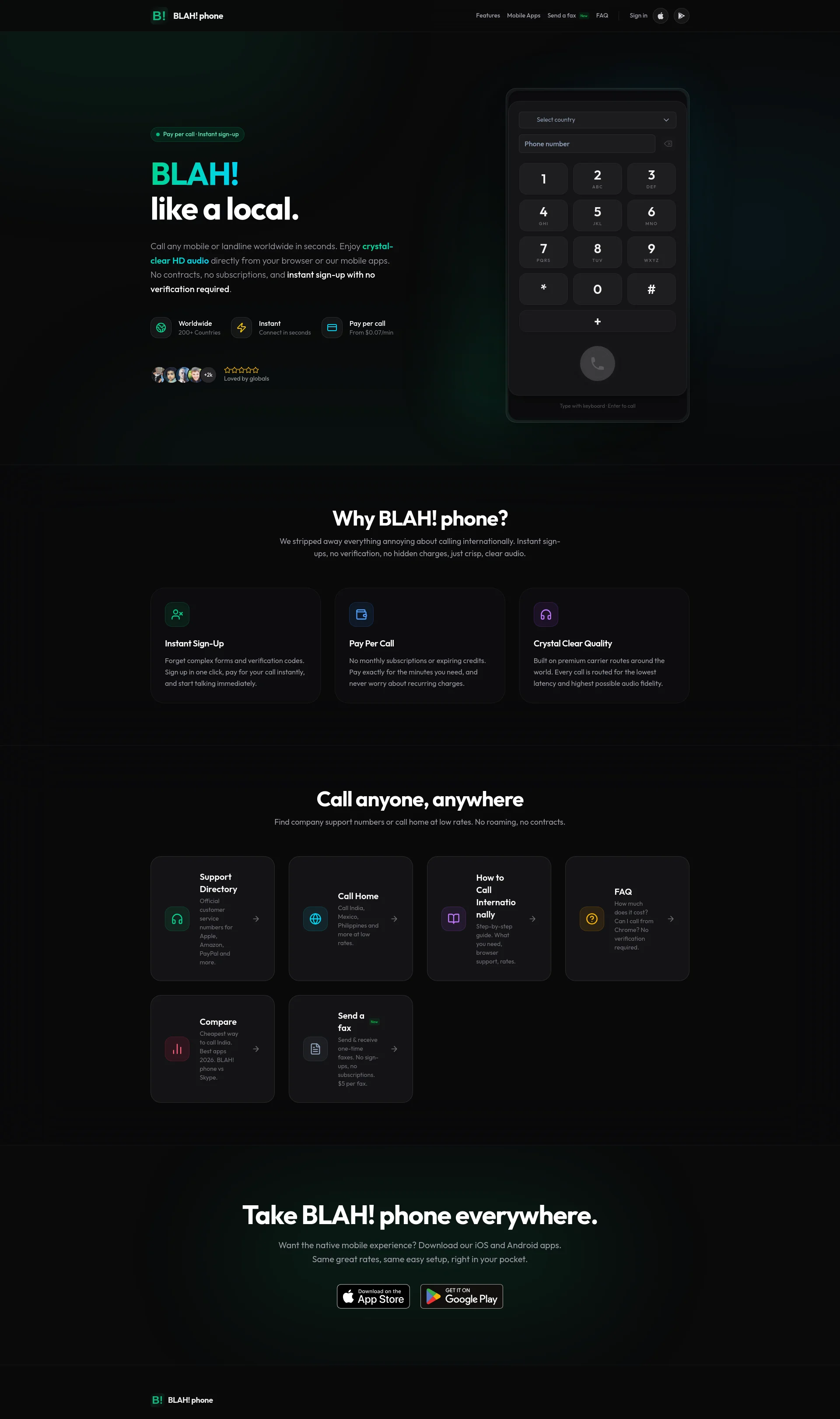 Cheap international calls from your browser