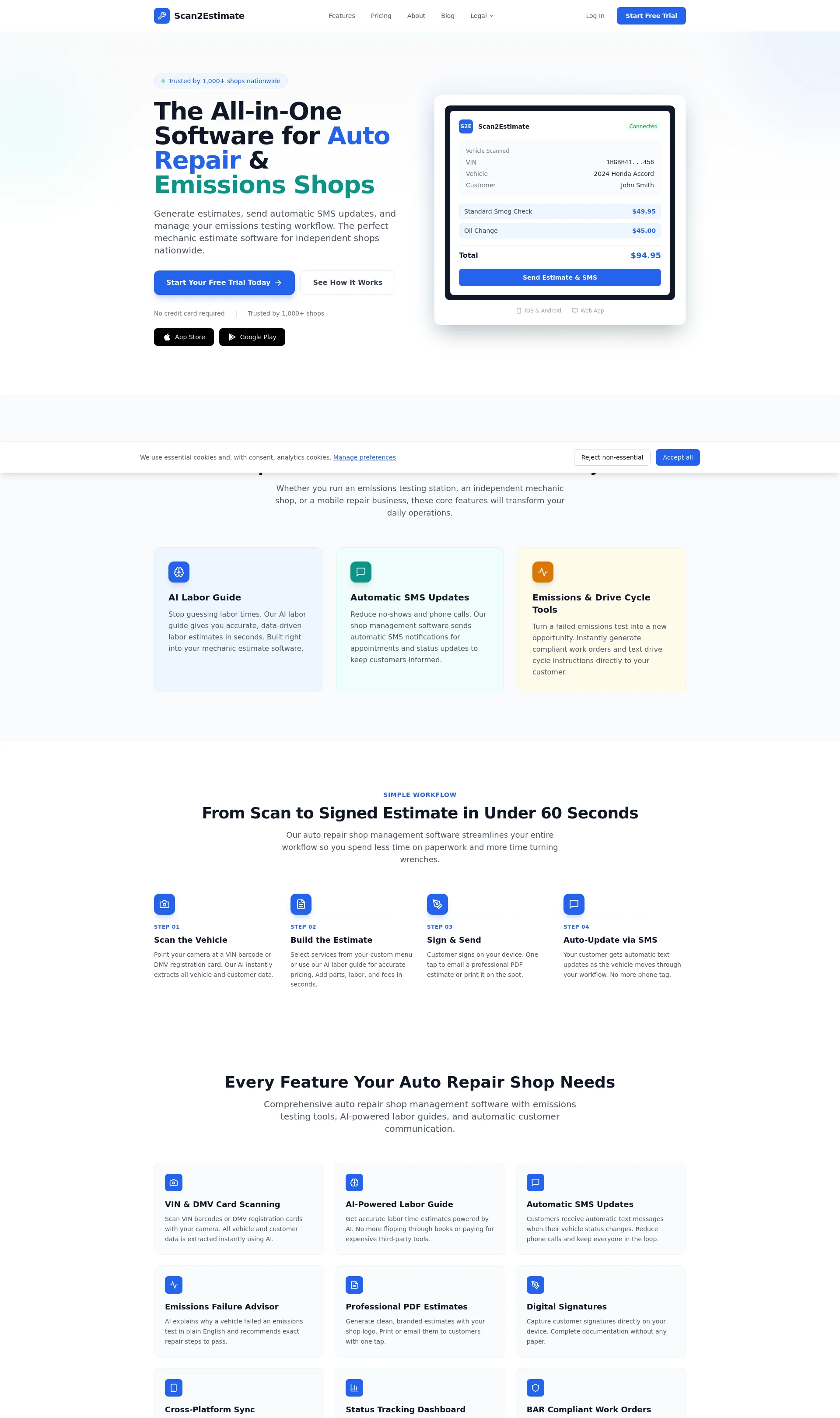 All-in-One Auto Repair Shop Management Software with Emissions Testing and Mechanic Estimates