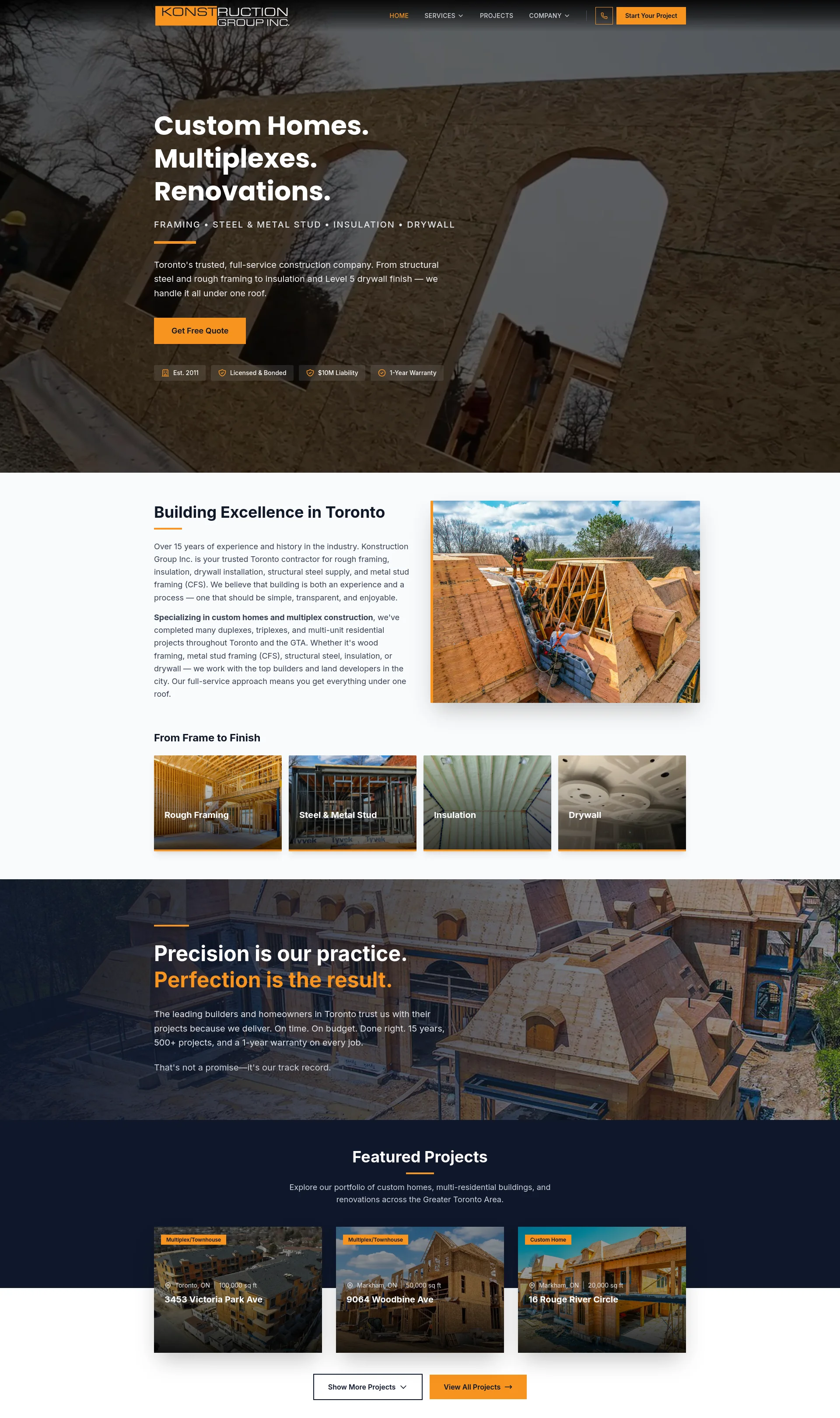 Toronto's trusted, full-service construction company for custom homes, multiplexes, and renovations