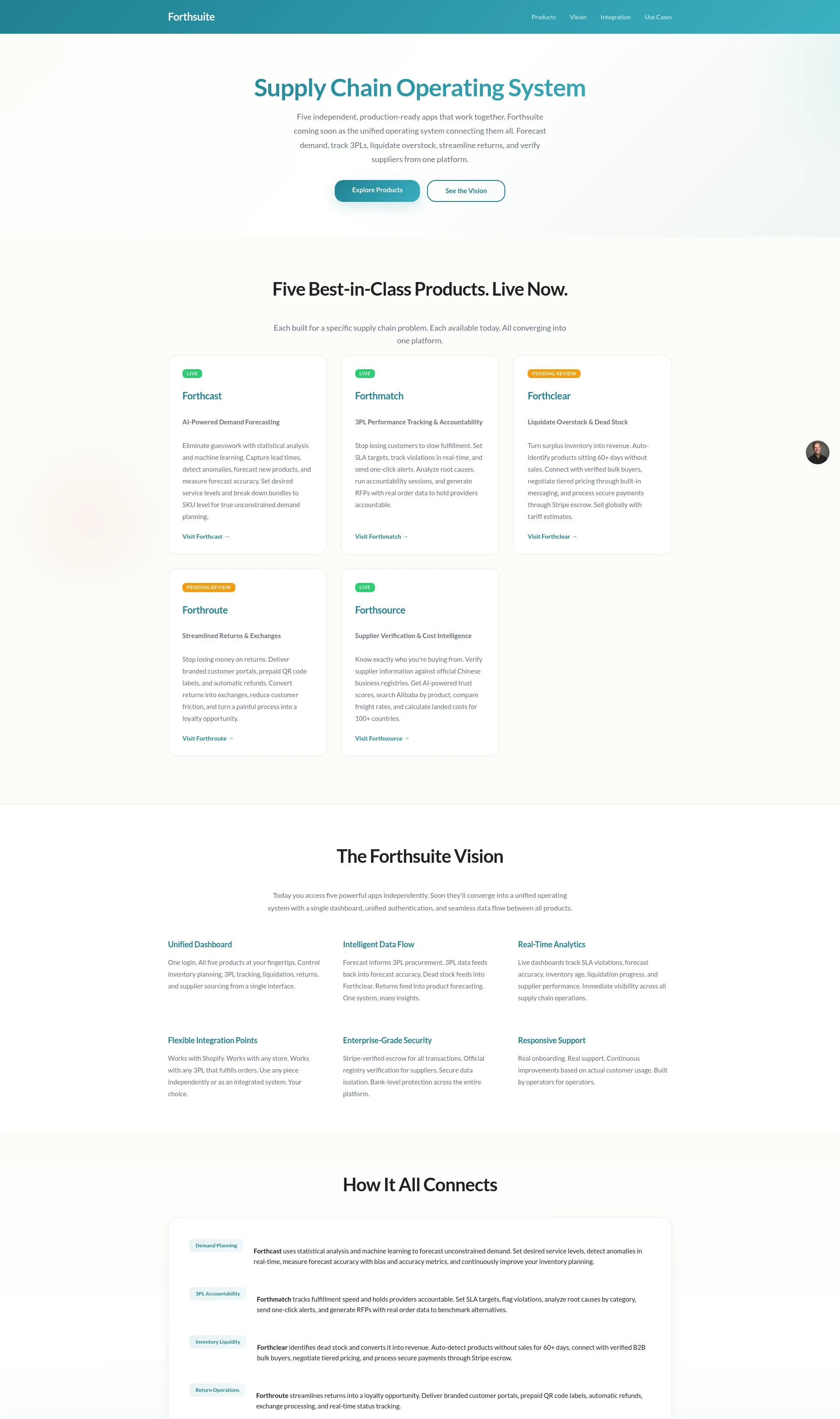 Supply Chain Operating System for Demand Forecasting, 3PL Tracking, and Inventory Liquidation