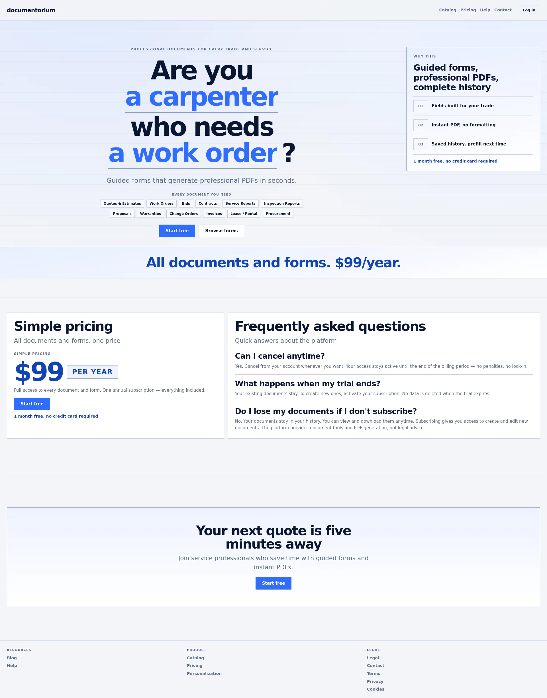 Contractor Forms, Estimates & Work Orders