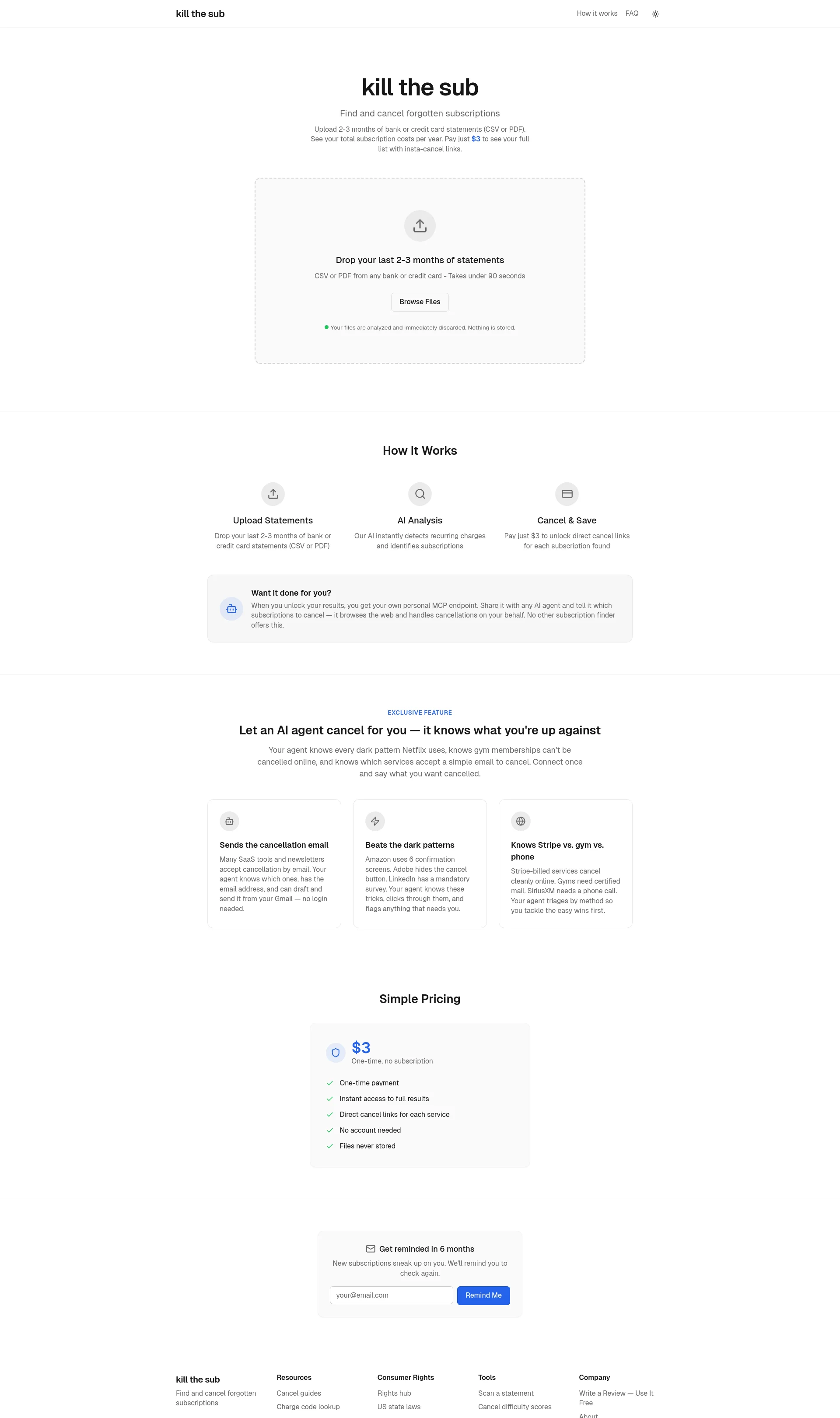 Find and cancel forgotten subscriptions